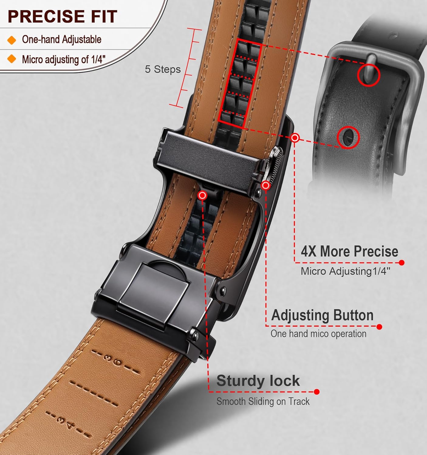 BULLIANT Men's Belt,Slide Ratchet Belt For Gift Men Dress Pant Shirt Oxfords,Trim To Fit - Image 5