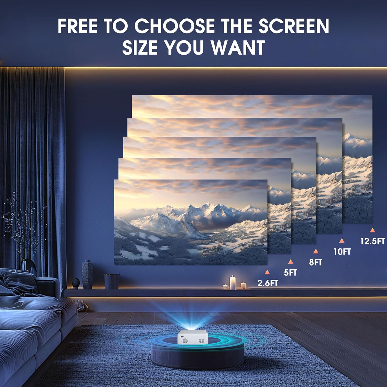 Projector, 2024 Upgraded Mini Projector,4K Support Portable Projector with Bluetooth , 300" Large Screen Projector,1080P Mini Projector,12000 Lumens LCD Portable Projector for Home Theater - Image 4