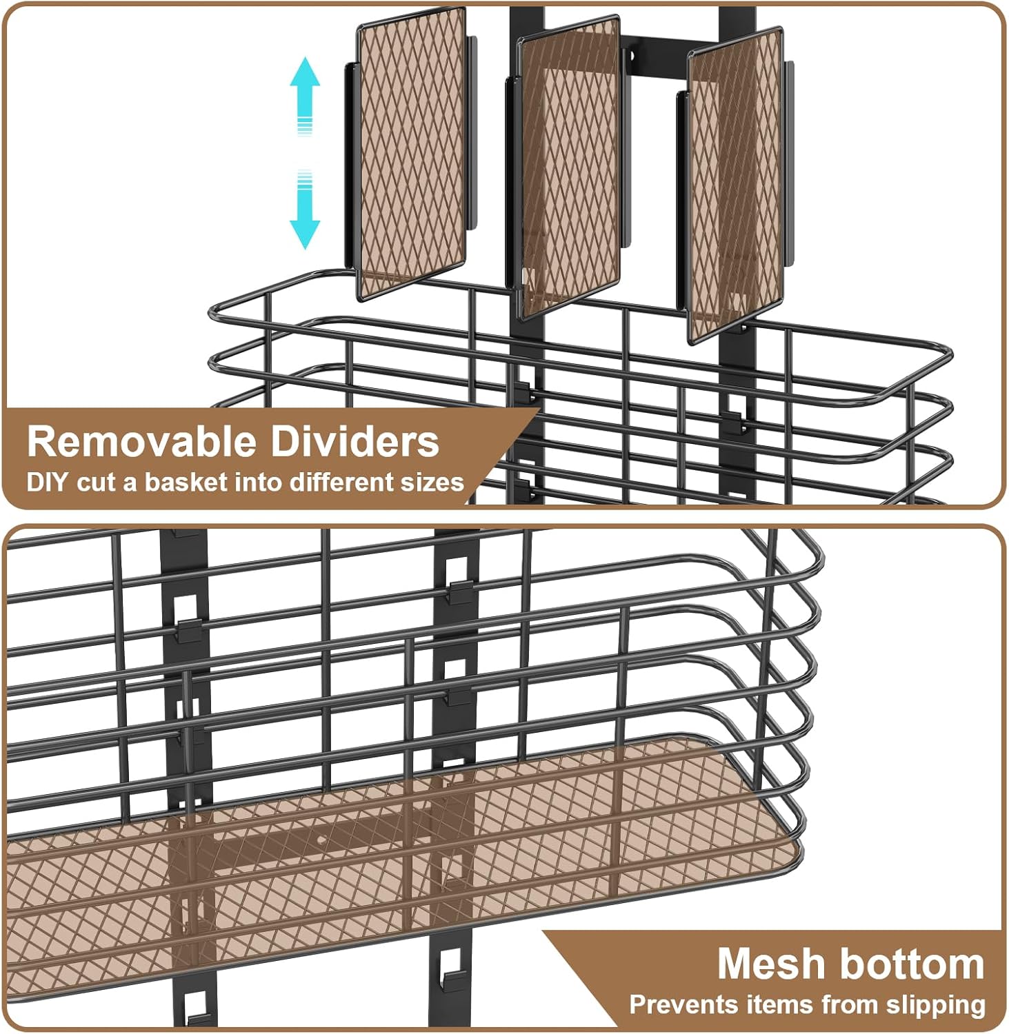 5-Tier Over The Door Bathroom Organizer - Hair Dryer Holder - Hair Tool Organizer Adjustable Height, DIY Bathroom Storage Shelf Wall Mounted for Flat/Curling Irons, Hair Straighteners, Skincare - Image 7
