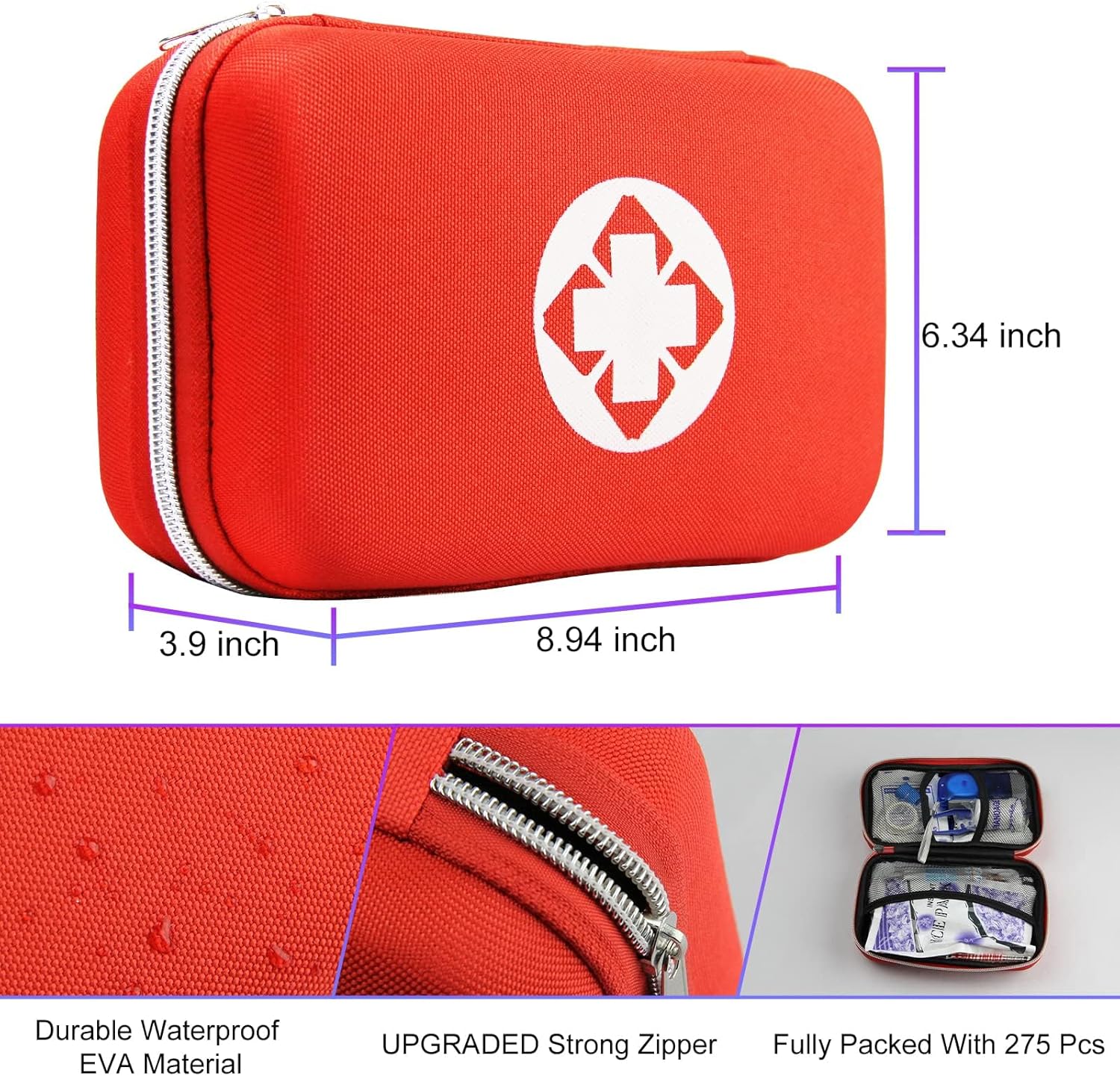 Car First Aid Kits 275Pcs Survival Gear Home Travel Size Small Emergency Kit Tactical Hiking EVA Camping Essentials Backpack Sports Office Boat Urgent Accident - Image 8