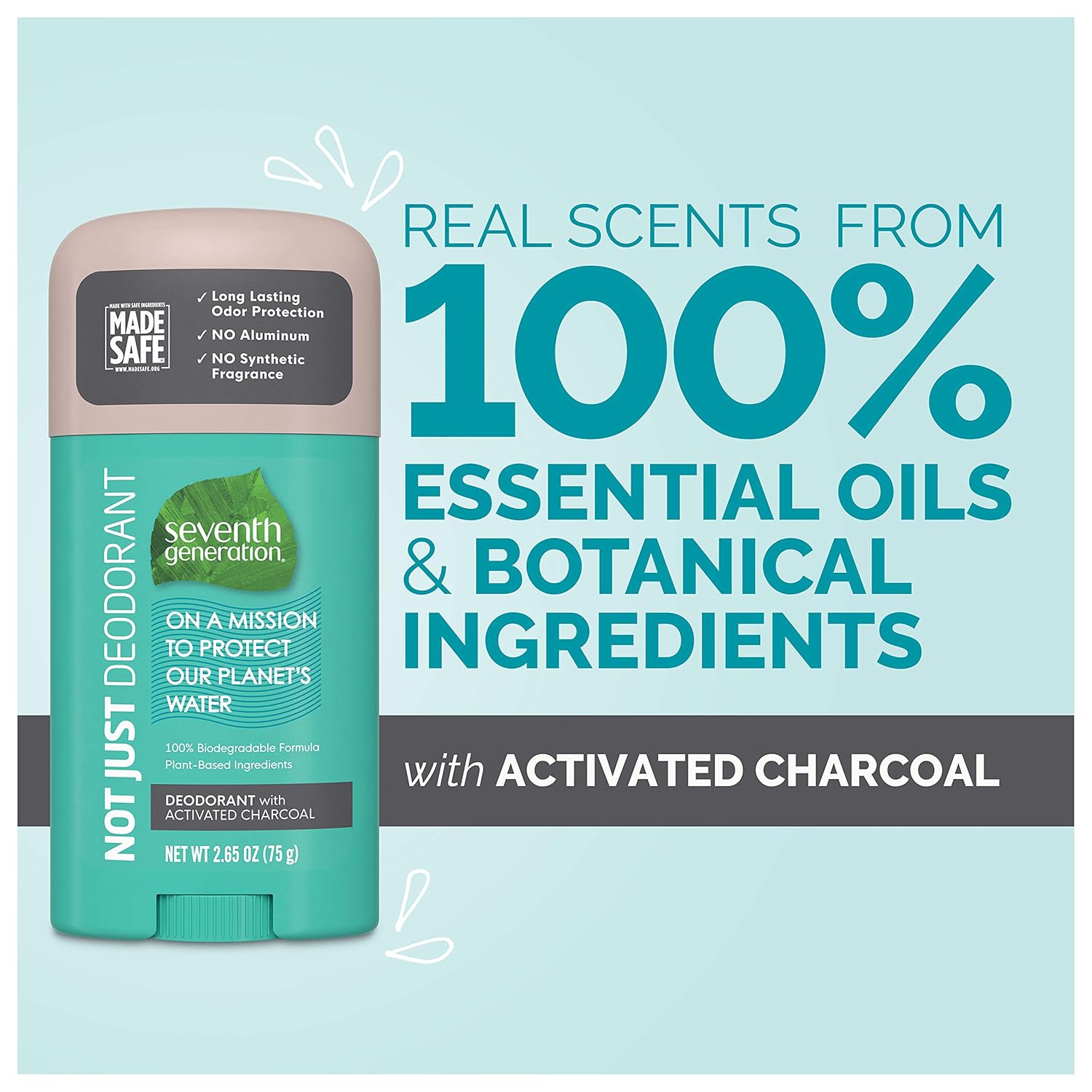 Seventh Generation Aluminum-Free Deodorant Activated Charcoal Biodegradable Formula 2.65 oz - Image 7
