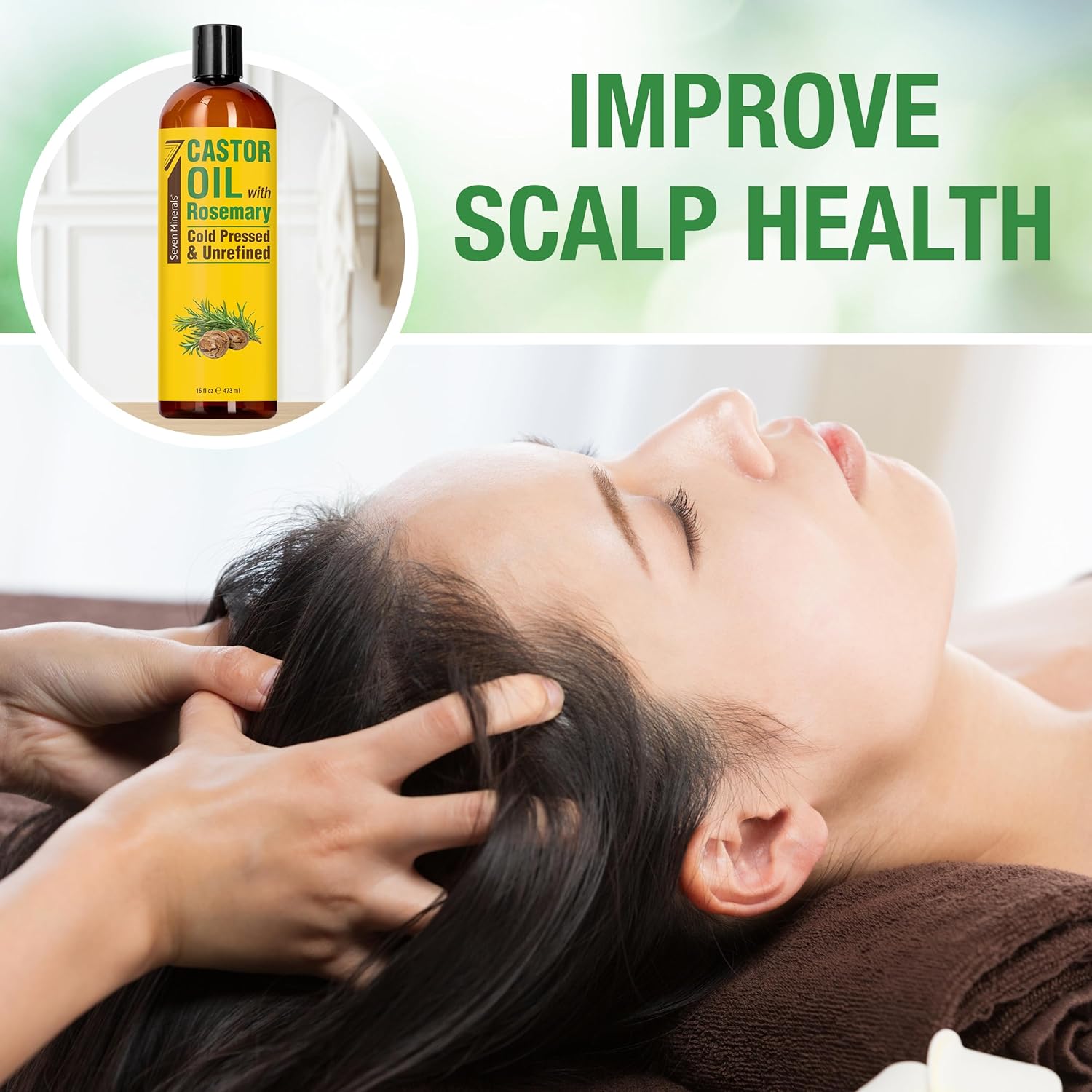 Seven Minerals Cold Pressed Castor Oil with Rosemary - 16 fl oz Bottle - Unrefined & Hexane Free - Hair Growth, Thicker Eyelashes & Eyebrows, Dry Skin Care, Joint and Muscle Pain (Pack of 1) - Image 6