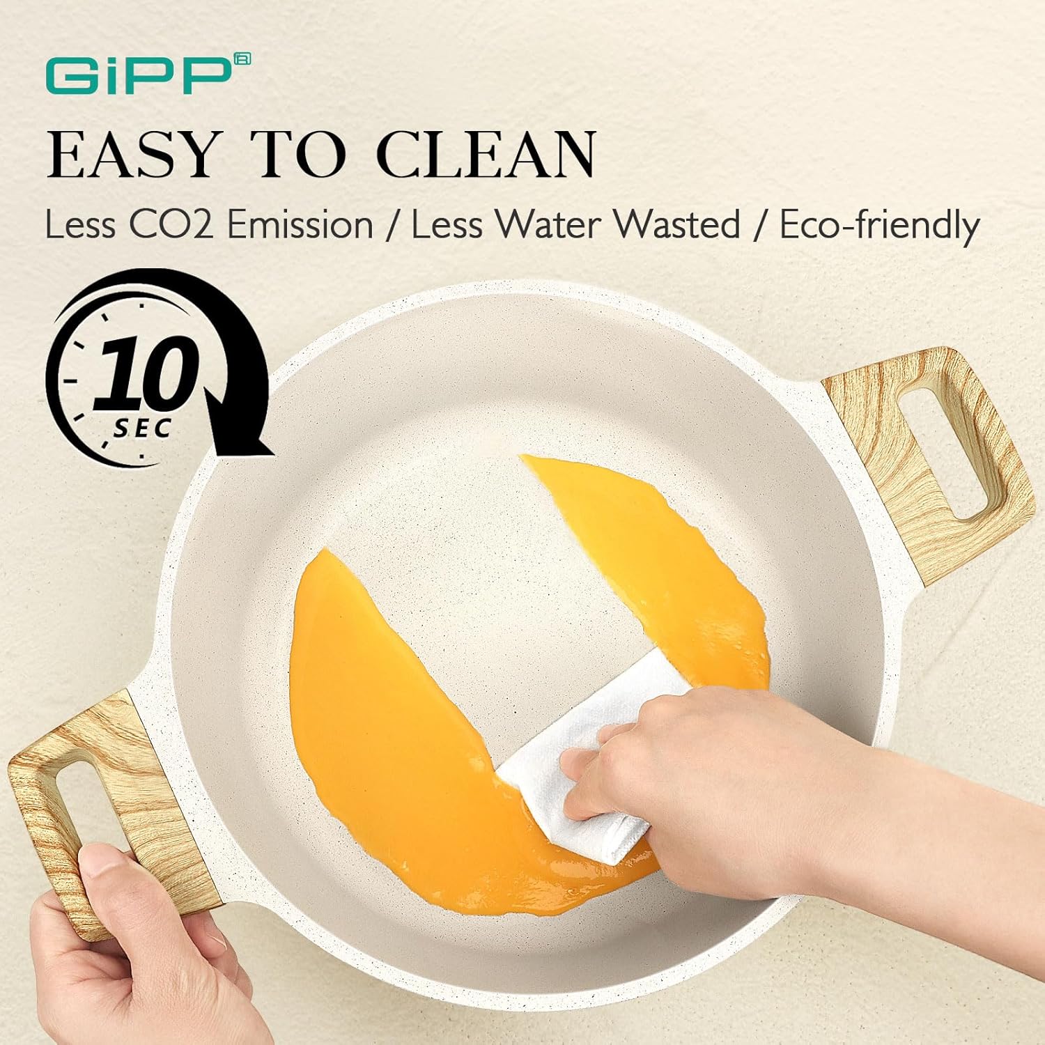 GiPP Pots and Pans Set Non Stick - 14 Pcs White Granite Kitchen Cookware Sets Nonstick Induction Cookware Cooking Pan Set with Frying Pans, Saucepans and Silicone Utensils, PFOS & PFOA Free - Image 6