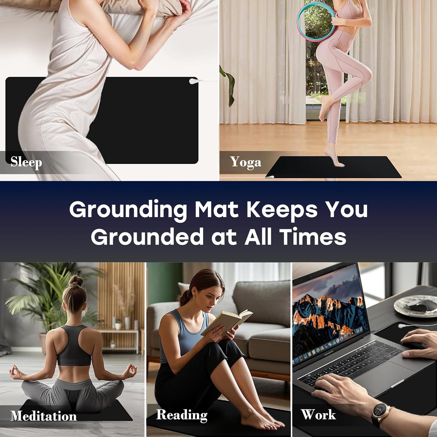 Ground Well Grounding Mat for Feet,Grounding Pad for Stress, Pain, Inflammation& Wellness Support, 26.7x10in Portable Size Grounding Mat, Indoor Grounding at Home,Office. 15Ft Cord Included. - Image 5