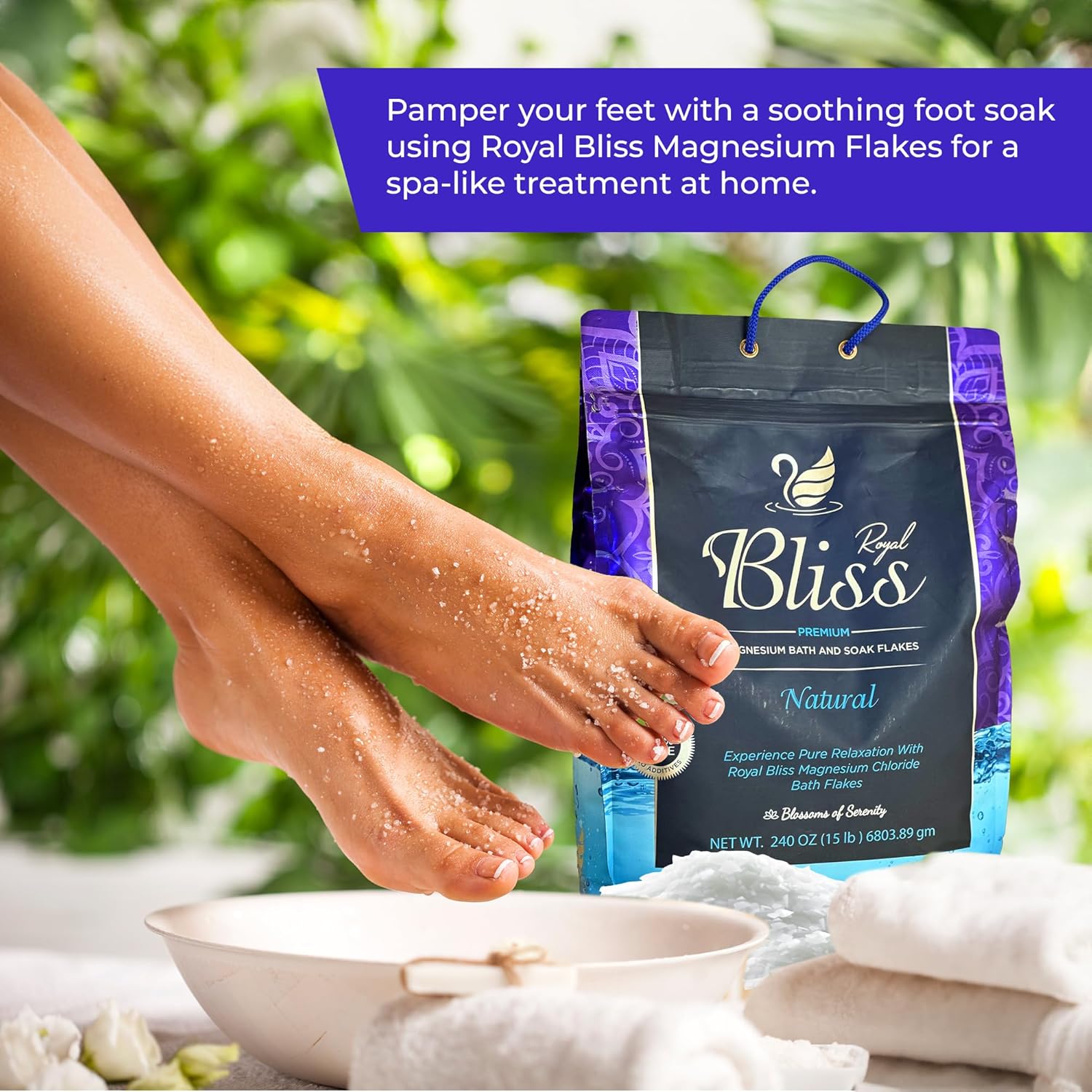 Magnesium Bath & Foot Soak Flakes, Epsom Salt Alternative, High-Absorption Minerals, Natural Salts for Relaxation, Wellness & Muscle Relief, Ideal for Soaking, Recovery, and Stress Relief 2 LB - Image 4