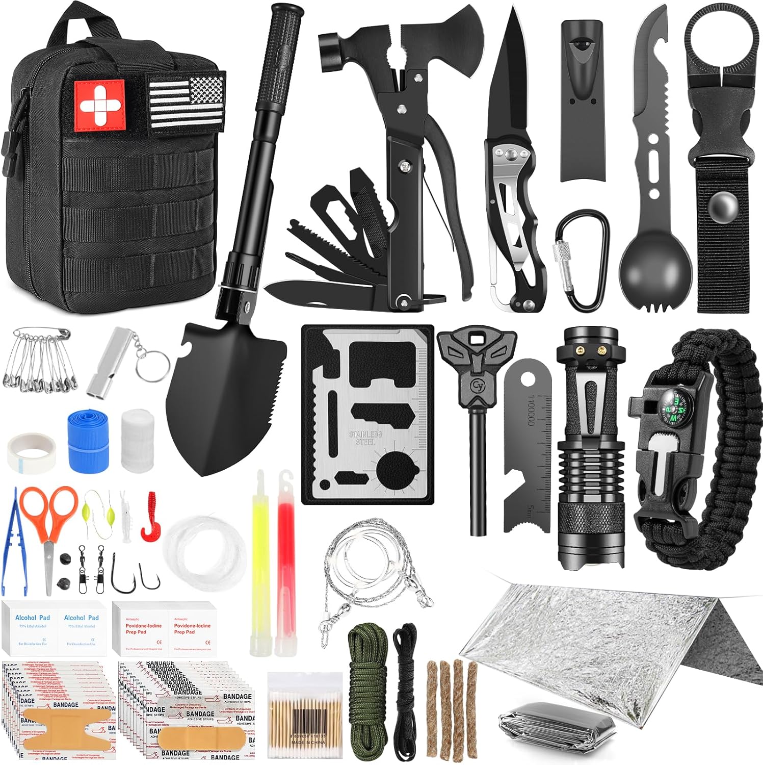 Survival Kits, 149Pcs Survival Gear First Aid Kit IFAK with Molle System Essential Camping Gear Emergency Medical Supplies for Car Fishing Hunting Outdoor Adventure - Image 2