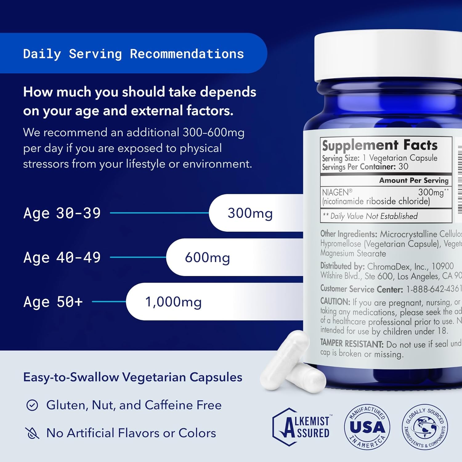 TRU NIAGEN Patented NAD+ Supplement for Anti Aging and Cell Regeneration, 300 mg Niagen, 30 Servings | Supports Cellular Energy, Brain, Muscle | Nicotinamide Riboside (NR) Take 1 Daily | 1 Bottle - Image 8