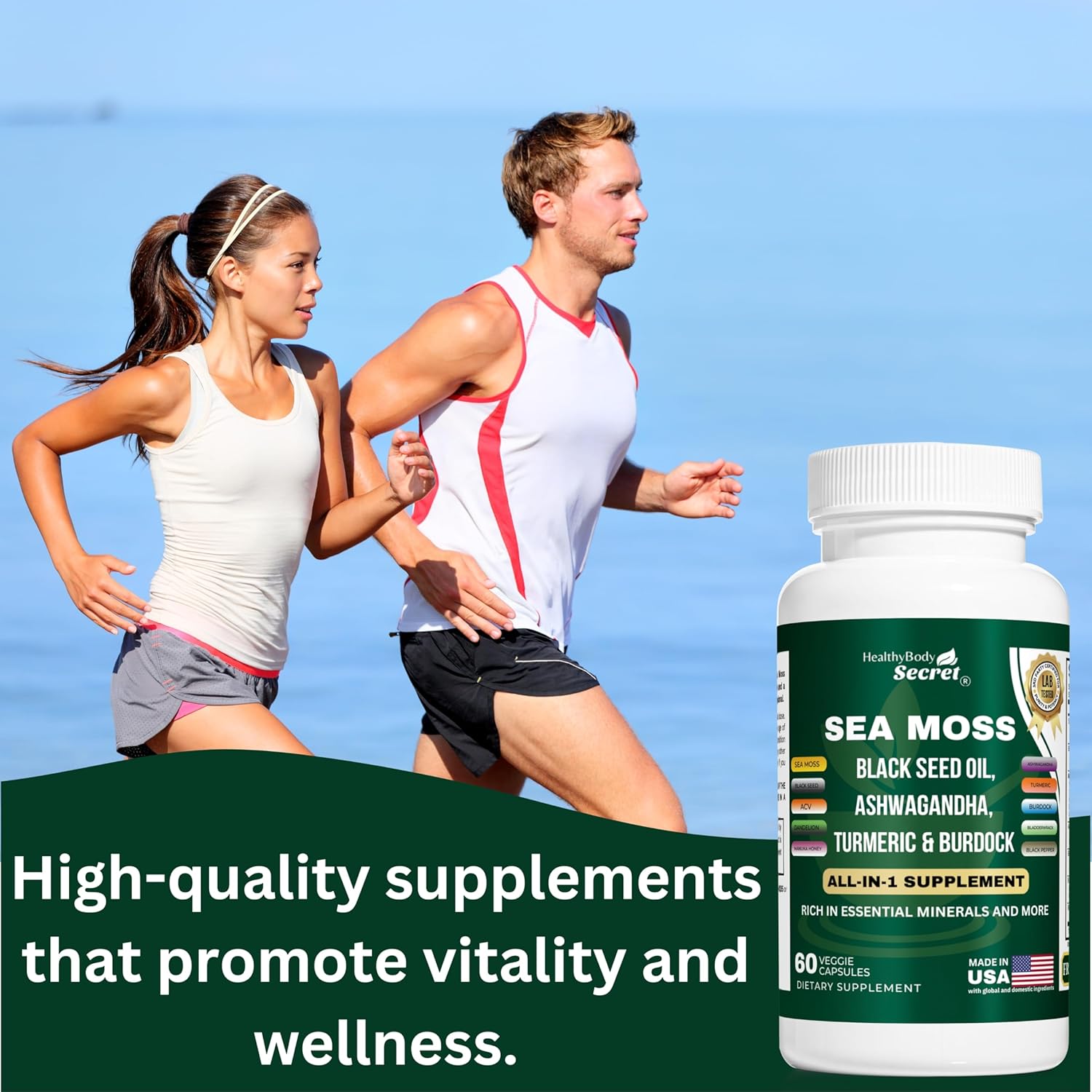 Irish Sea Moss 3000mg, Black Seed Oil 2000mg, Ashwagandha 1000mg, Turmeric 1000mg, Bladderwrack 1000mg, Burdock Root 1000mg, Dandelion, and ACV – Made in The USA, Non-GMO, Gluten-Free, Vegan Caps - Image 8