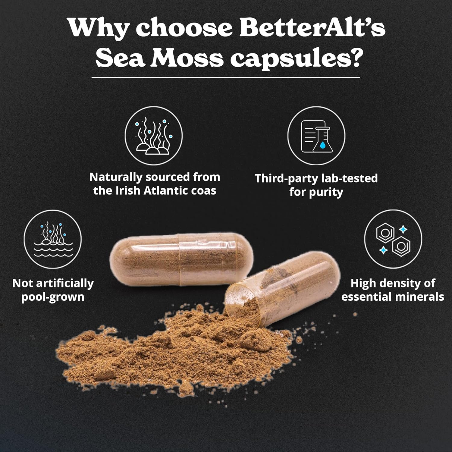 Seamoss Capsules- Irish Sea Moss with Black Seed Oil, Ashwagandha & Black Pepper for Stamina, Strength & Endurance- High Potency Sea Moss Supplement - 60 Servings, 120 Capsule - Image 6
