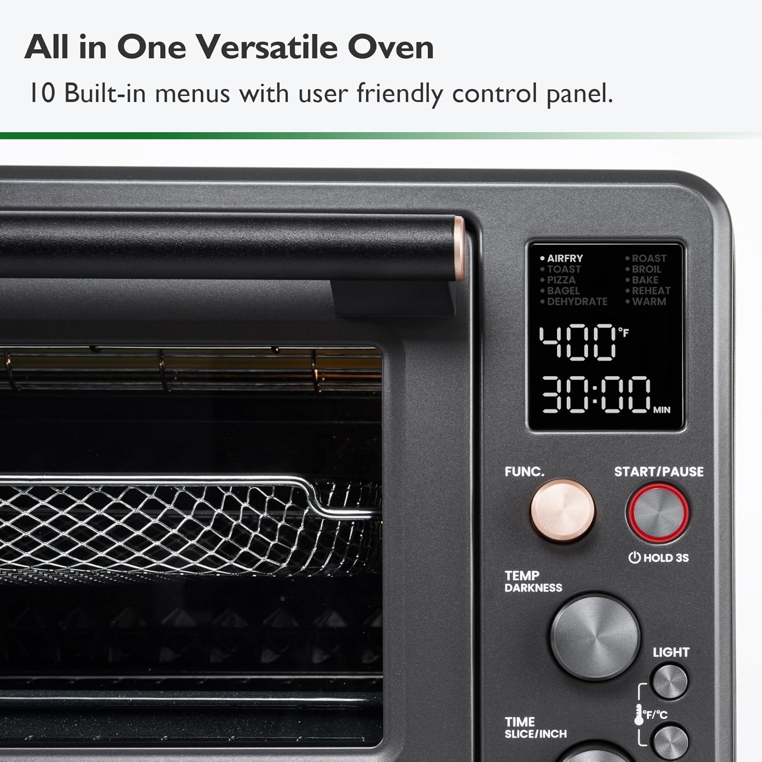 Infrared Heating Air Fryer Toaster Oven Combo, with Non-toxic Enamel-coated Interior, Extra Large Countertop Convection Oven 10-in-1 Combo, 6-Slice Toast, Enamel Baking Pan Easy Clean - Image 4