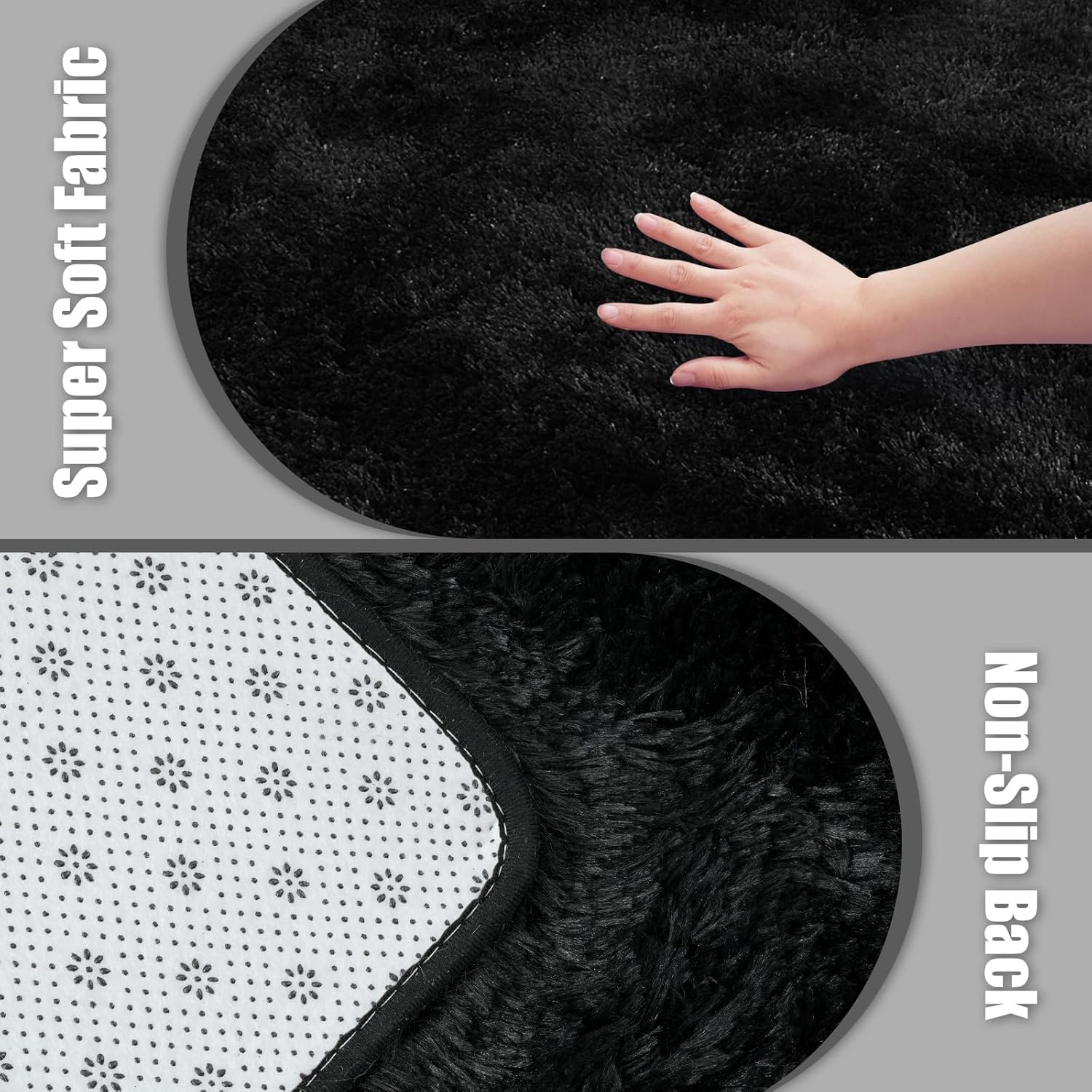 Ultra Soft Fluffy Area Rugs for Bedroom Living Room 5x8, Nursery Rug, Non-Slip Carpet for Kids Dorms Decor, Shaggy Bedside Rug, Black - Image 8