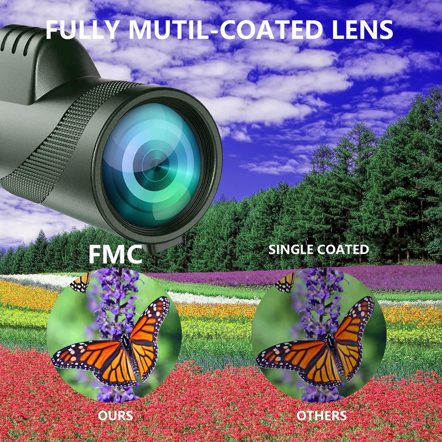 Monocular Telescope 80x100 High Powered for Adults for Smartphone Adapter Telescope Hunting Wildlife Bird Watching Travel Camping Hiking-Green - Image 8