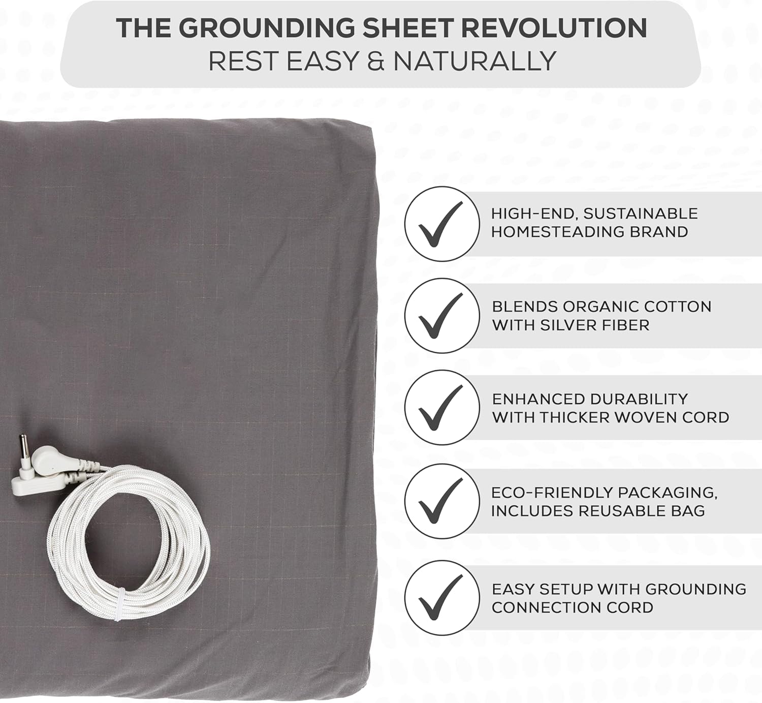 Earthing Grounding Sheets King Size (Grey) - 400 Thread Count Soft Earthing Grounding Sheet w/Cotton, & Silver Fiber- Earthing Sheets Grounding with Reinforced Grounding Cord for Conductivity - Image 10