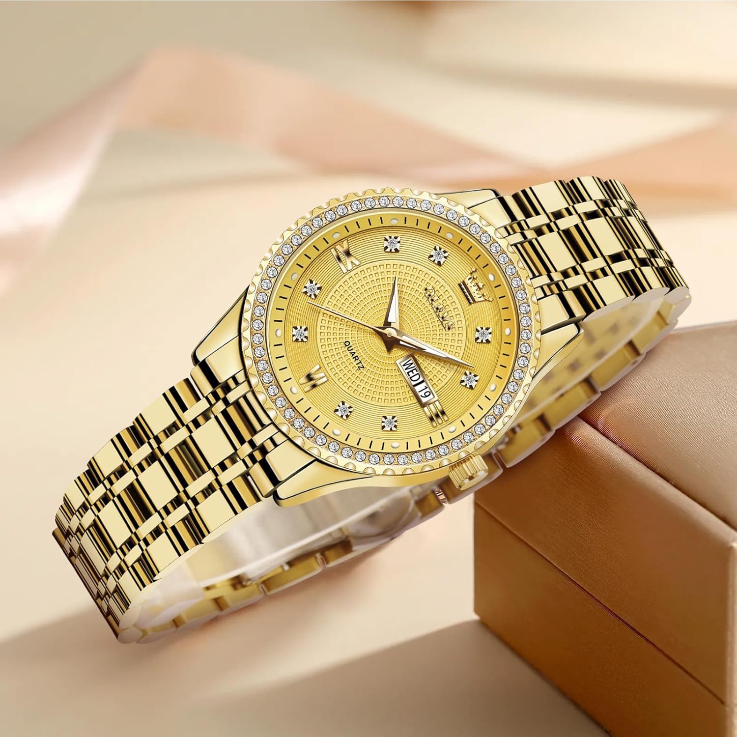 OLEVS Womens Watches Small Face Ladies Watches for Women with Day Date Diamond Silver Gold Two Tone Stainless Steel Waterproof Analog Reloj para Mujer Classic Fashion Dress Quartz Womens Wrist Watch - Image 5