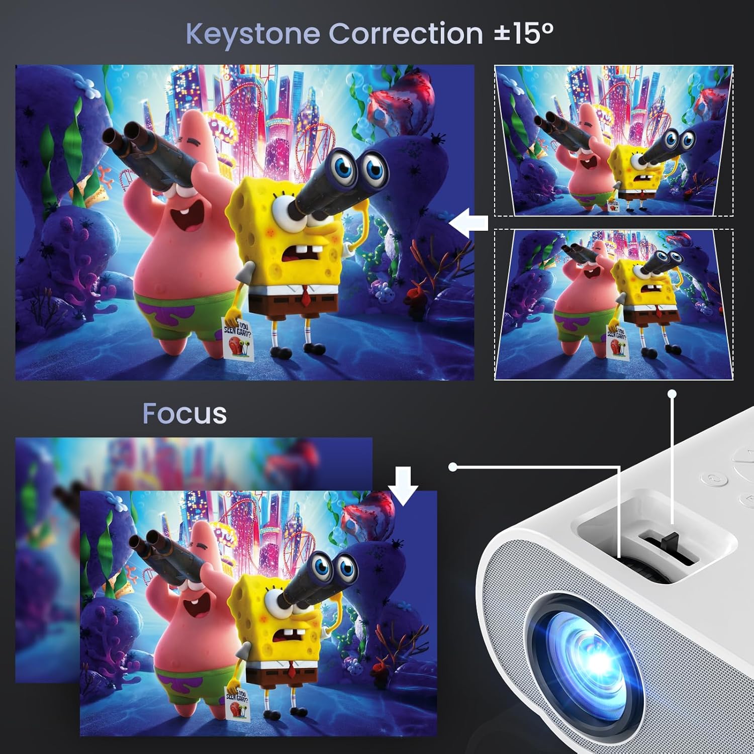 Projector, Native 1080P Full HD Bluetooth Projector with Speaker, Outdoor Portable Movie Mini Projector Compatible with Laptop, Smartphone, TV Stick, Xbox, PS5 - Image 8