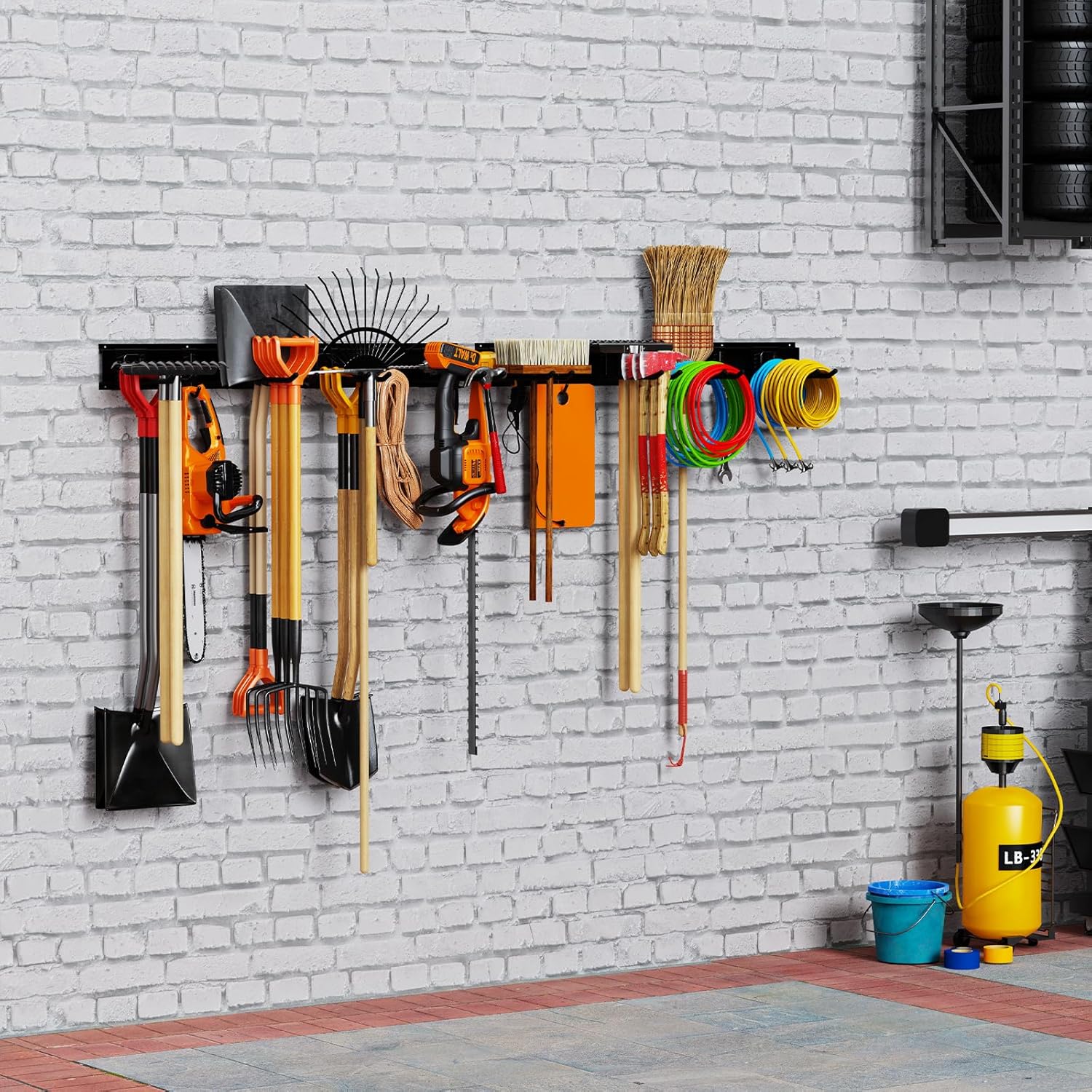 Garage Tool Organizer Wall Mounted, 64 Inches Adjustable Garden Tool Organizer Rack, 20 Pcs Heavy Duty Yard Tool Organizer Hold Up to 900lbs - Image 5