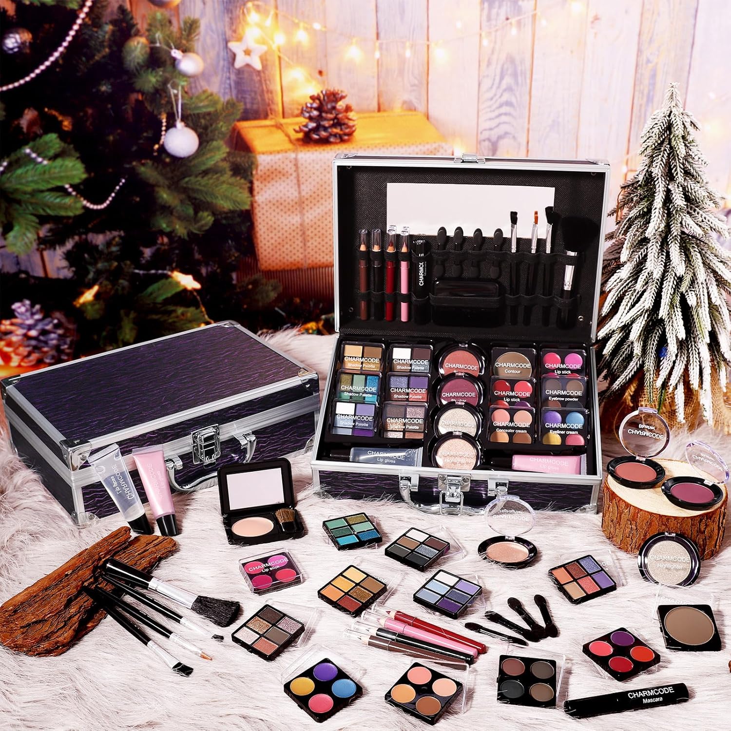 Makeup Kit for Teen Girls & Women Full Kit, Beauty Train Case with Starter Cosmetic Set, Make Up Valentine's Gift Box with Eyeshadow,Lipgloss,Highlighter,Blush,Lip&Eye Pencils,Brush & More(Purple) - Image 9