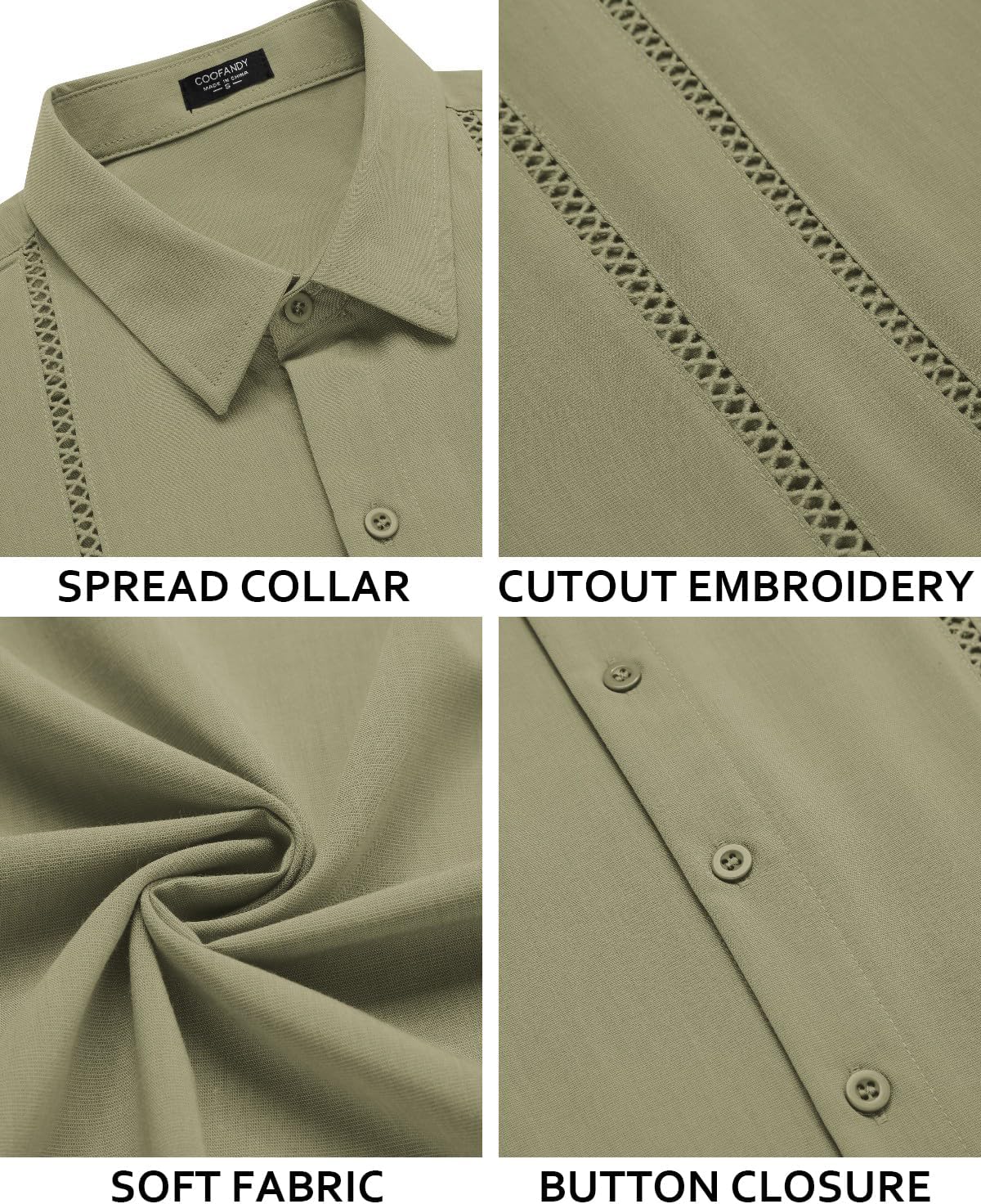 COOFANDY Men's Cuban Guayabera Shirt Short Sleeve Button Down Shirts Casual Summer Beach Linen Shirts - Image 6