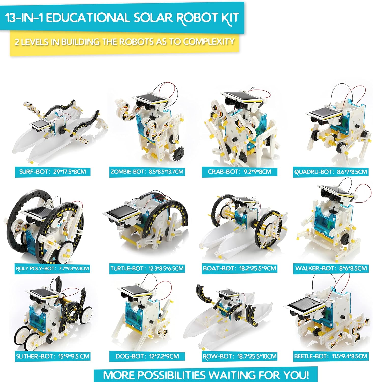 Kidwill 13-in-1 Educational Solar Robot Kit for Kids, STEM Educational Science Toy Solar Power Building Kit Puzzle DIY Assembly Solar Robotic Set for Kids, Teens and Science Lovers, Powered by the Sun - Image 3