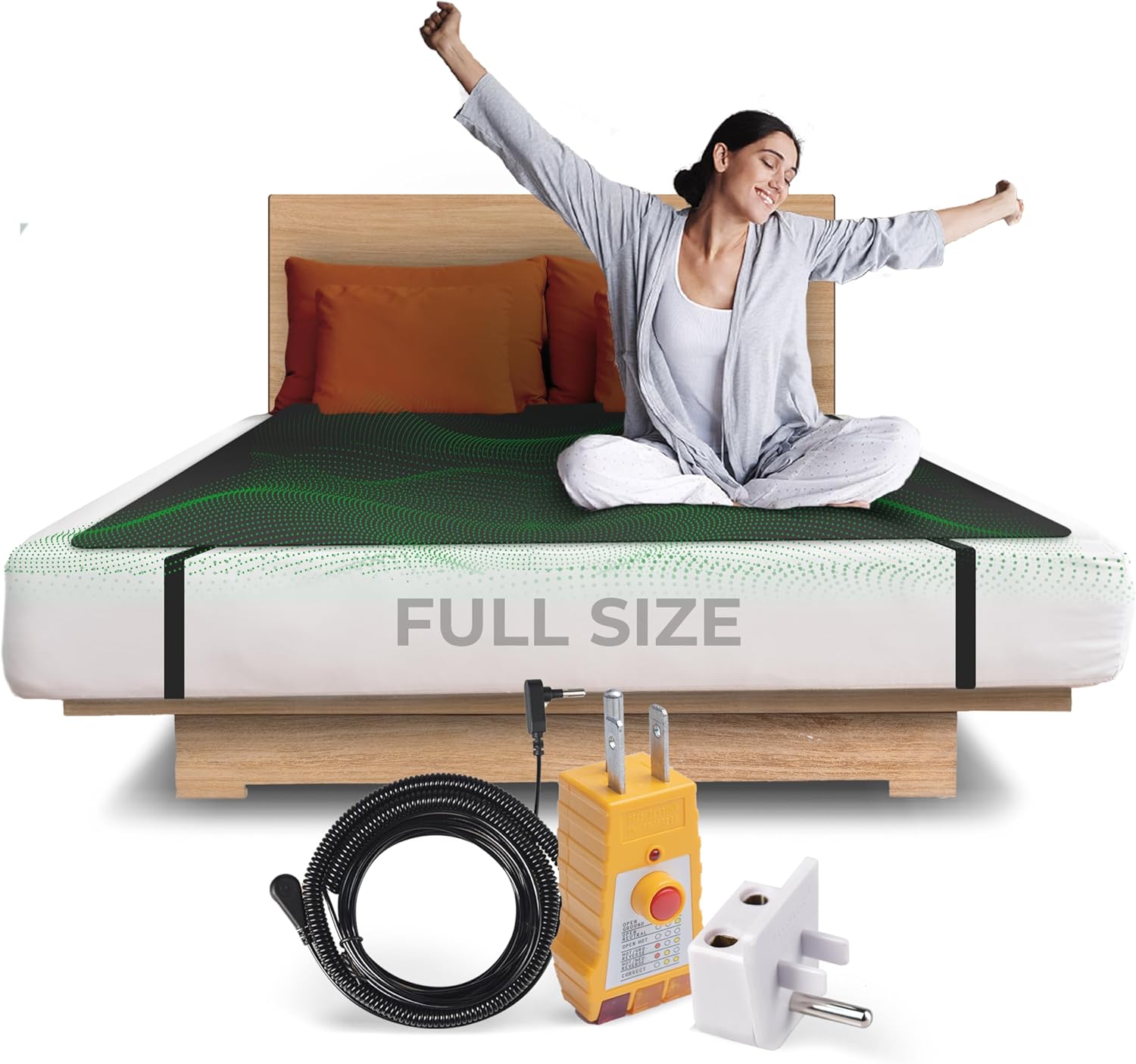 Earth Grounding Mat for Sleeping (54x74in), Full Body Grounding Mattress Cover for Stress and Inflammation, Fits Queen Size Bed, Includes 15 Feet Cord and Outlet Tester - Image 2