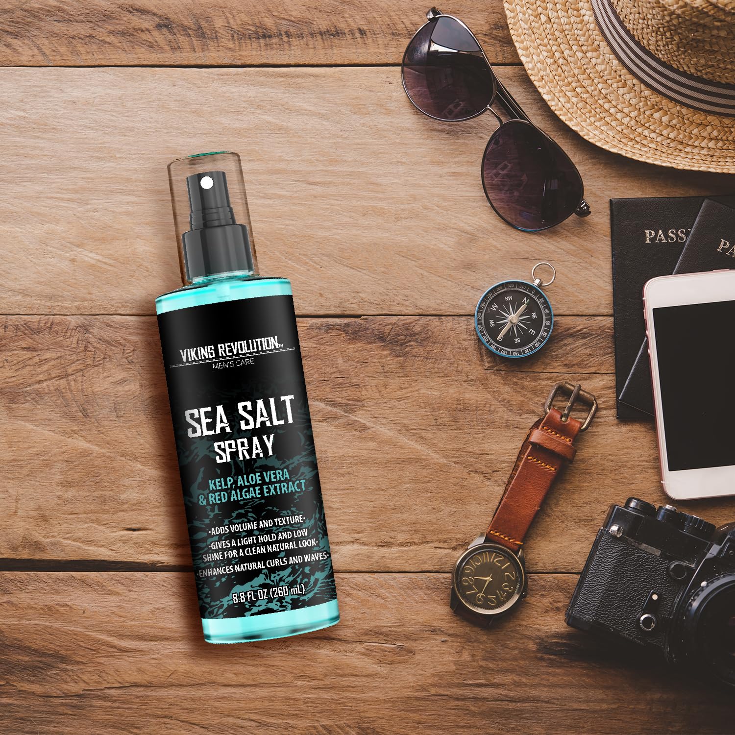 Viking Revolution Sea Salt Spray for Hair Men - Hair Texturizing Spray with Kelp, Aloe Vera and Red Algae Extract - Surf Spray to Add Volume and Texture Sea Salt Spray for Men Beach Hair Spray - 8.8oz - Image 8