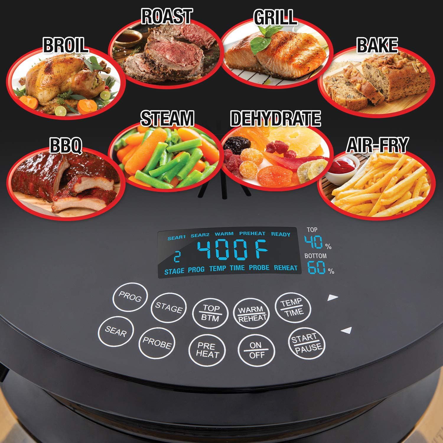 Nuwave Primo Grill Oven PFAS Free Countertop Oven with Convection Top & Grill Bottom, Smart Thermometer, Perfect for Cooking Frozen or Fresh with Surround Heat for Flawless Results - Image 3
