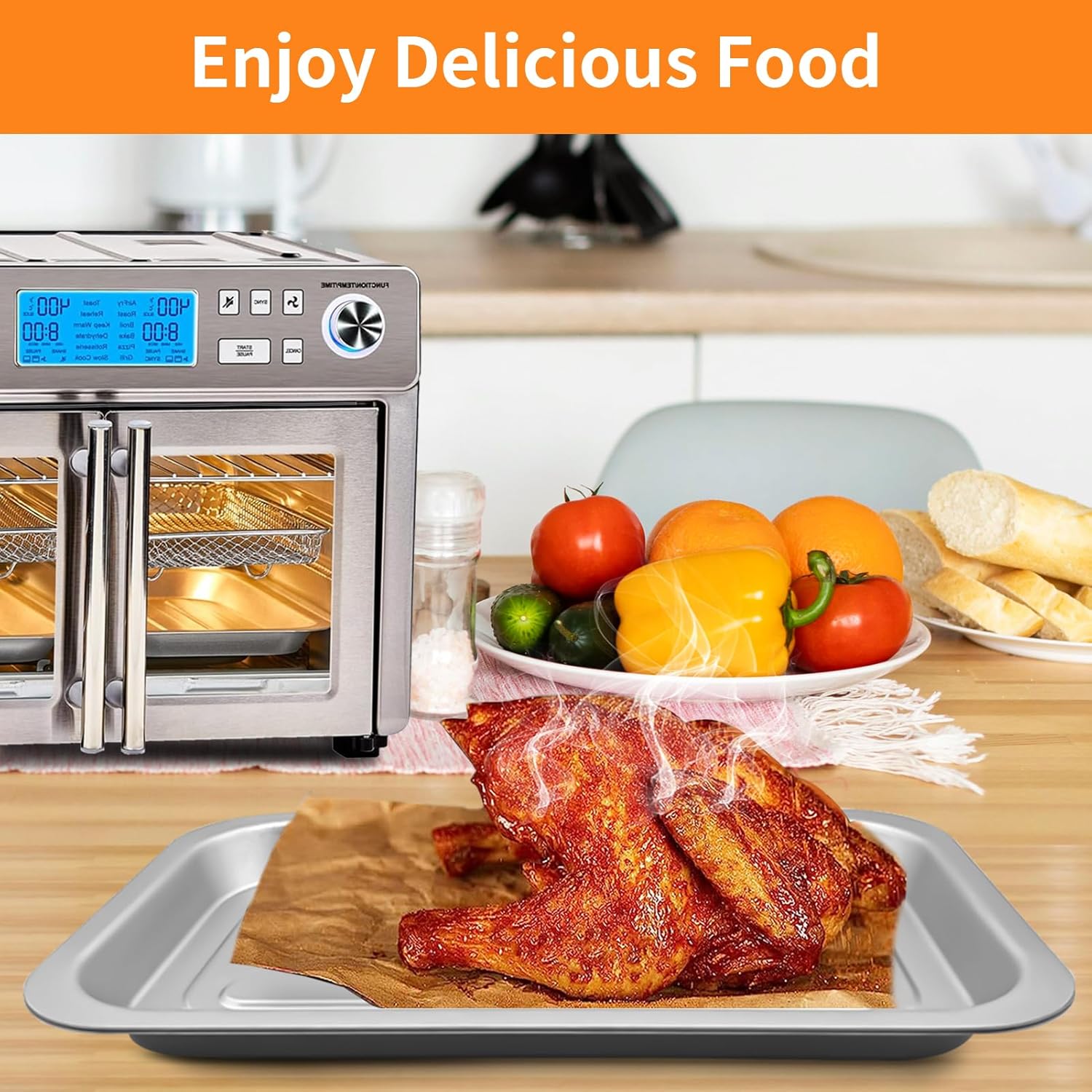 Air Fryer Drip Pan for Emeril Lagasse Dual Zone 360 Air Fryer Oven 25 QT Extra Large, 11.5''×6.7'' Steel Air Fryer Tray Accessories Crisper Plate Grill Pan Replacement Parts Rack - Image 8