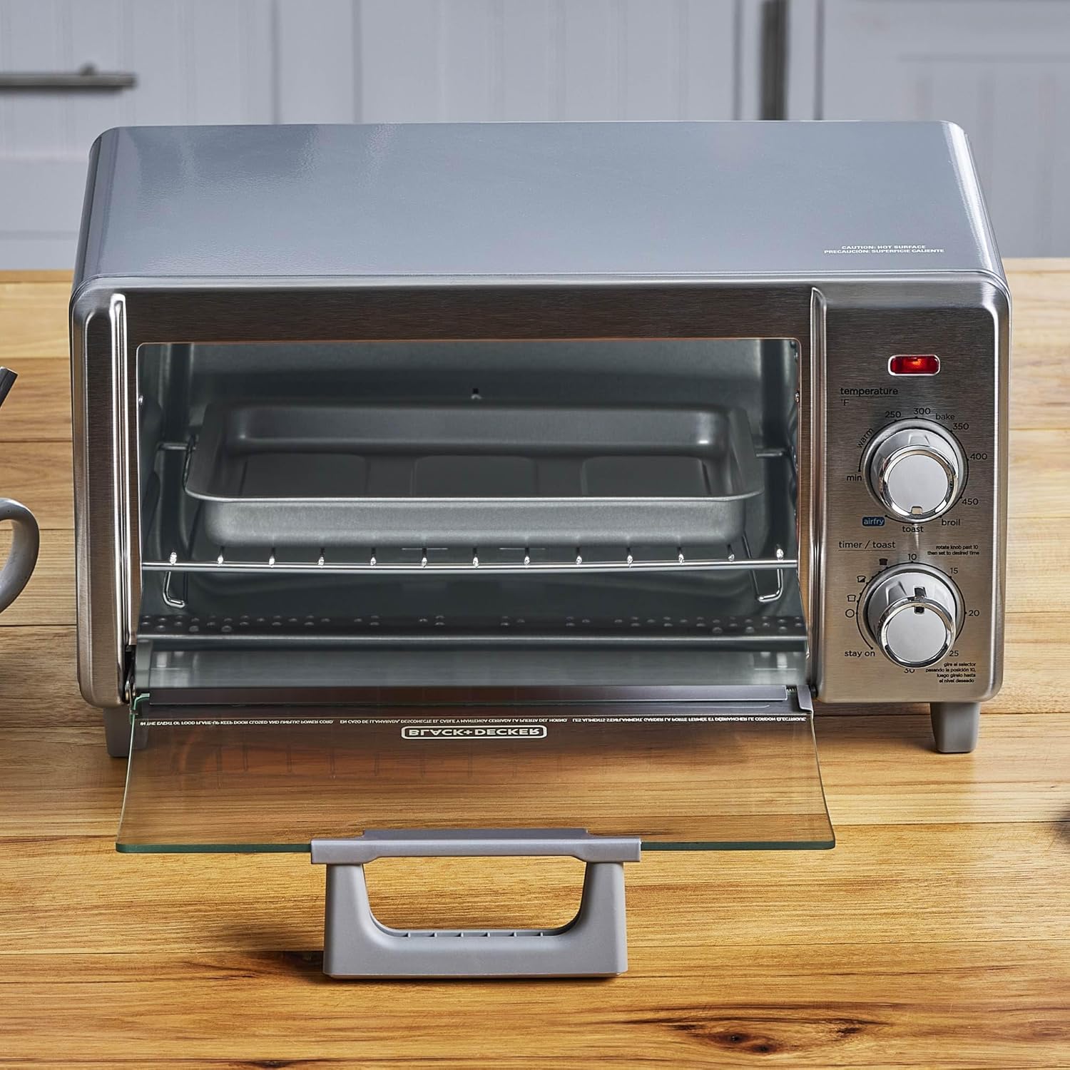 BLACK+DECKER 4-Slice Crisp 'N Bake Air Fry Toaster Oven,TO1787SS-RFP, 4-Slice, 5 Cooking Functions, 30 Minute Timer, Stainless Steel - Image 11