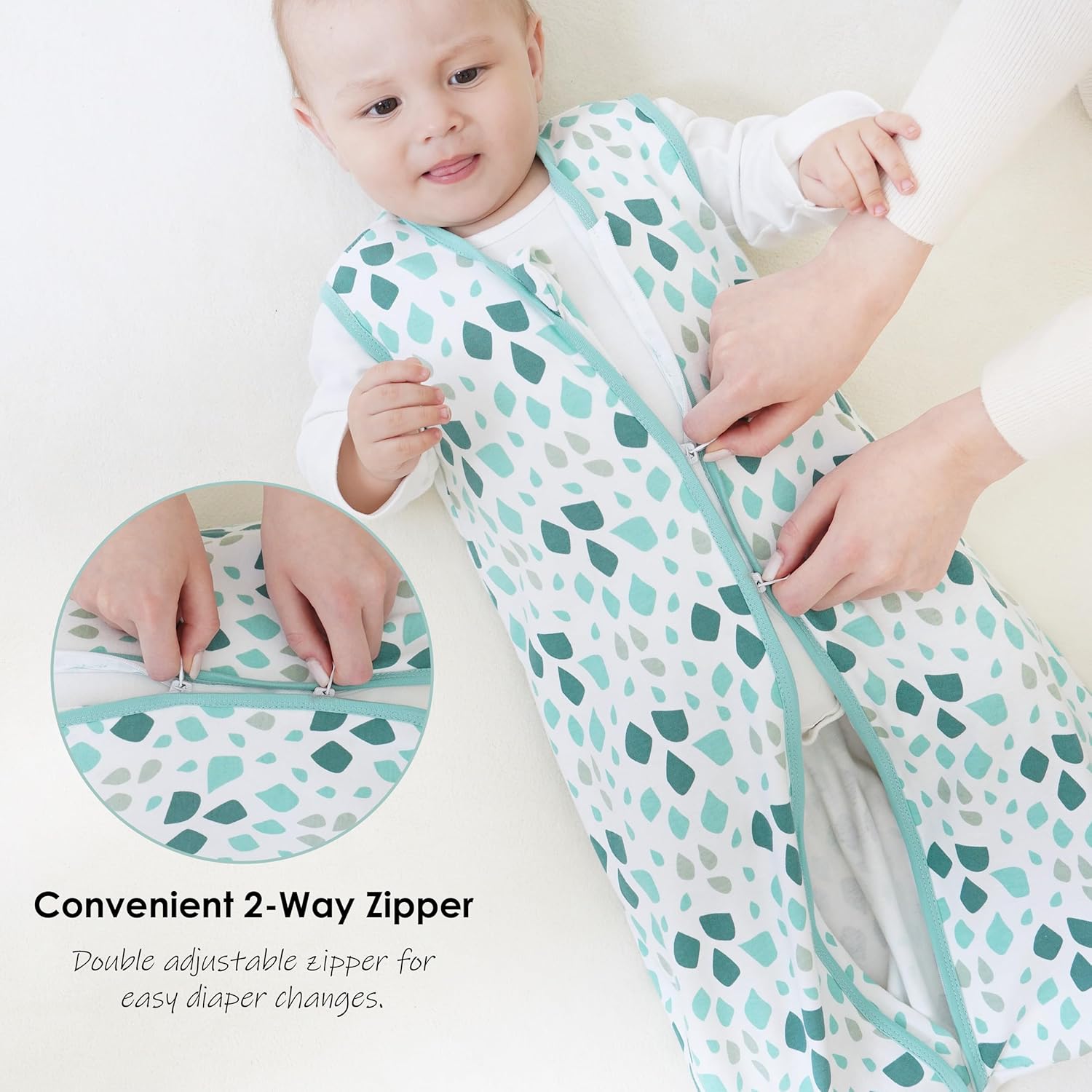 Cute Castle Baby Sleep Sack 0-6 Months - Lightweight 100% Cotton 2-Way Zipper TOG 0.5 Infant Wearable Blanket, Newborn Essentials Toddler Sleep Clothes (3 Pack Green) - Image 6