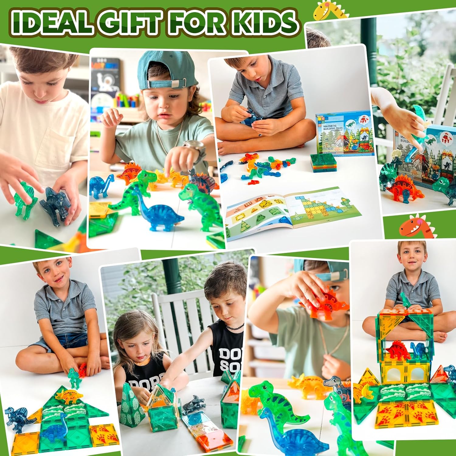 Dinosaur Toys Magnetic Tiles 3D Movable Dinos for Kids 3-5 5-7 Toddler Outdoor Sensory Toys, STEM Educational Magnetic Blocks for 3+ Years Old Boys Girls Kids Toys - Image 3