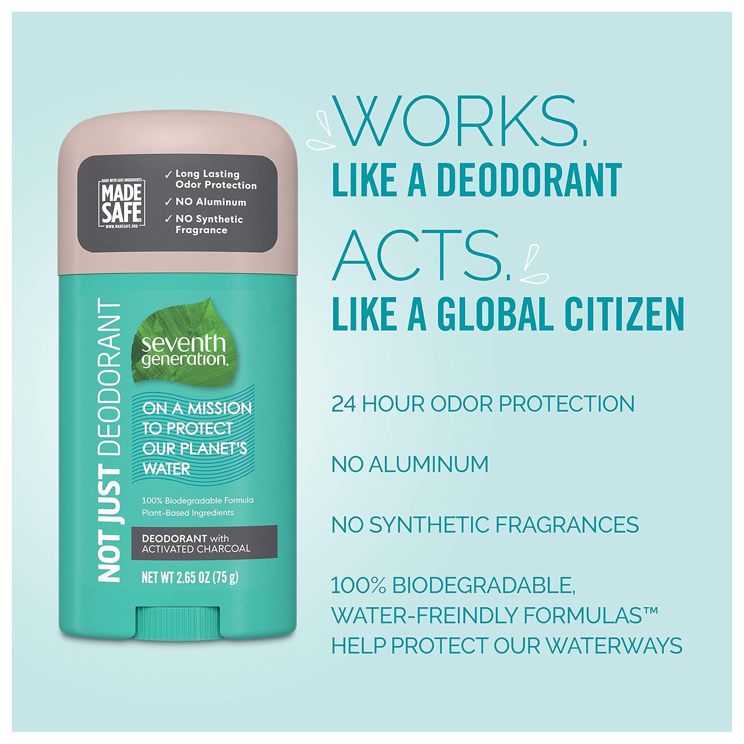Seventh Generation Aluminum-Free Deodorant Activated Charcoal Biodegradable Formula 2.65 oz - Image 5