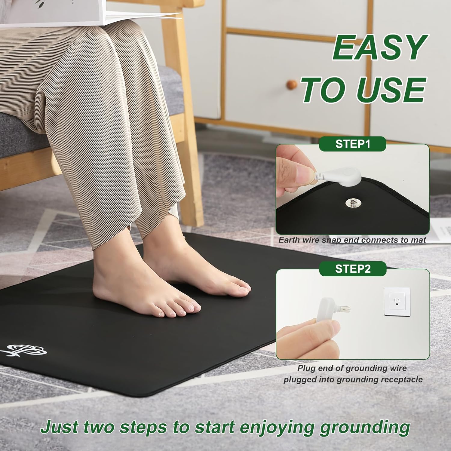 Grounding Mat for Desk to Improve Sleep, Pain Relief, Inflammation, Balanced Energy, 16 x 24 inch 3MM Thickened Earthing Mat Grounding Pad for Feet, Working, Yoga, Enjoy The Grounding Effect at Home - Image 5