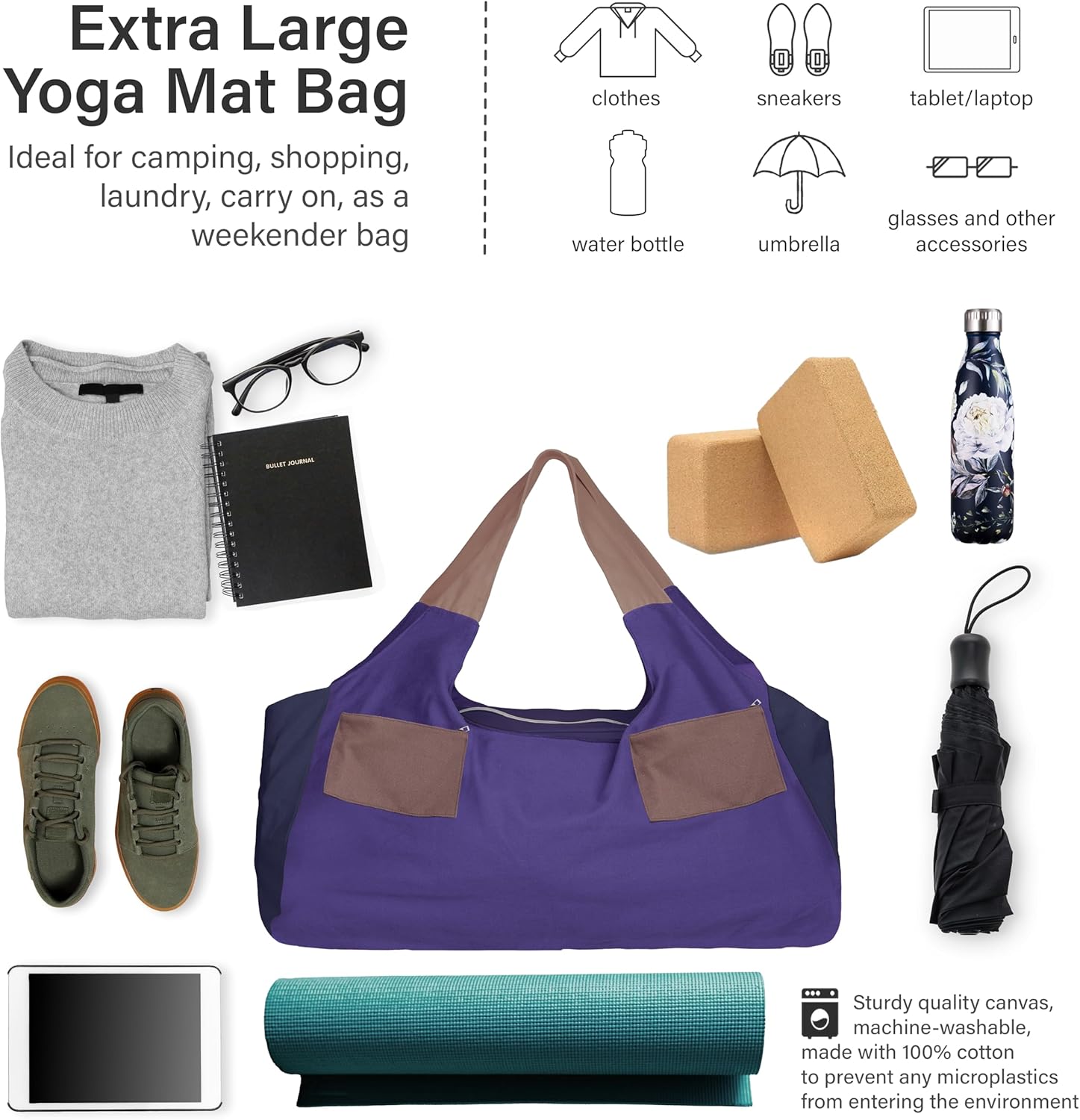 JoYnWell Large Yoga Mat Bag Carrier for men and Women - Stylish Tote with 4 Pockets, Durable Yoga Bolster Fits All your Stuff Light-weight and Easy-to-Carry, 30” - Image 7