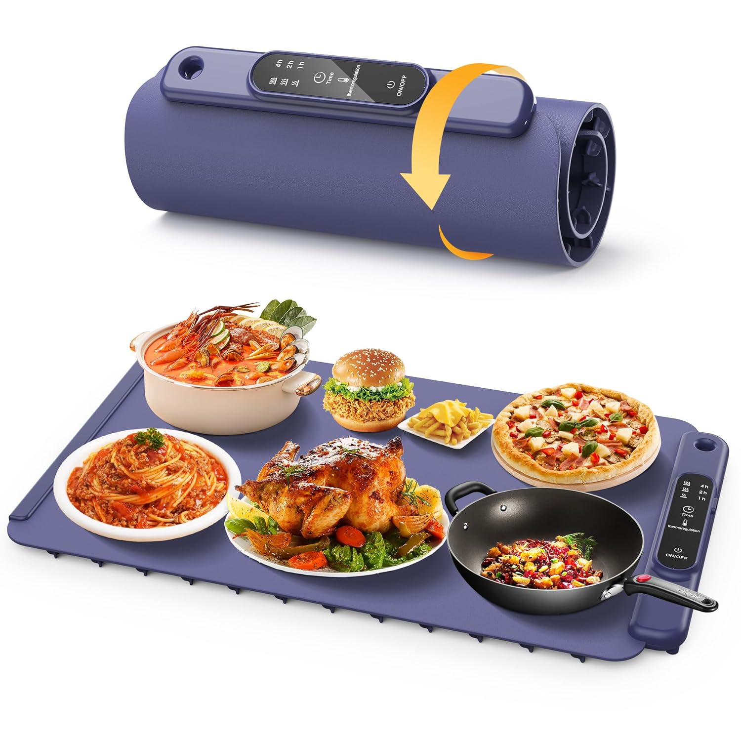 Warming Mat for Food - Full Surface Heating, Rollable Food Warming Mat & Premium Silicone Nano-Material,3 Temperature Settings,Food Warmers for Parties, Suit for Family Gatherings, Holidays - Image 2