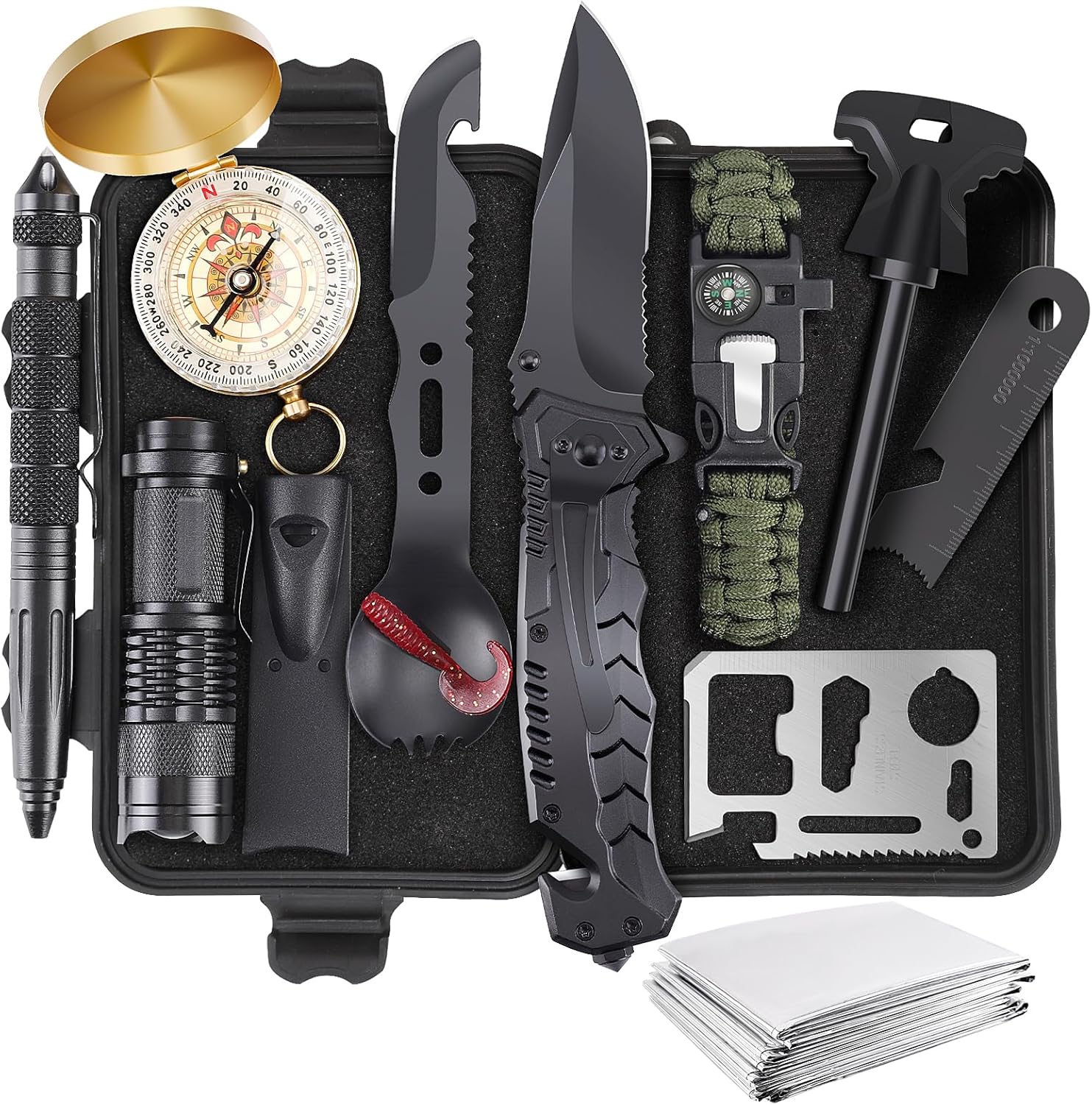Survival Kits, Gifts for Christmas Men Dad Husband Him, 13 in 1 Survival Gear and Equipment Tactical Tools for Camping Hiking Hunting Outdoor Adventure, Cool Birthday Idea - Image 2