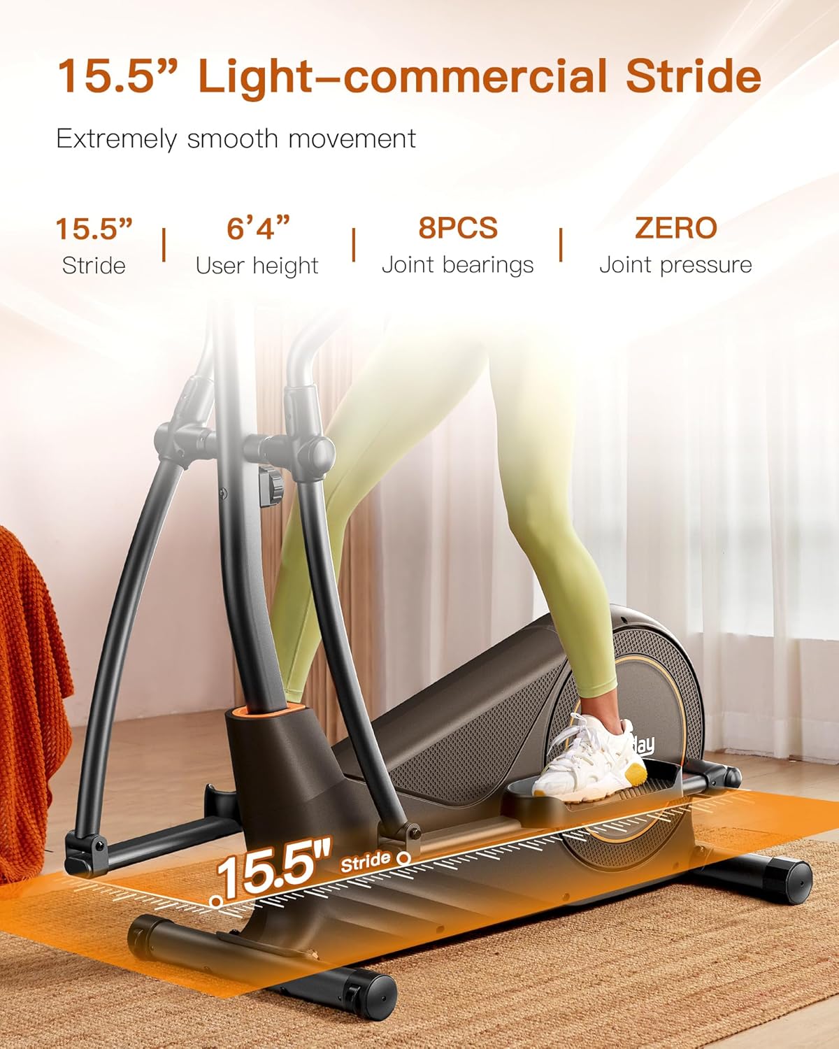 Niceday Elliptical Machine, Elliptical Exercise Machine for Home with Hyper-Quiet Magnetic Driving System, Elliptical Trainer with 15.5IN-18IN Stride, 16 Resistance Levels, 400LBS Loading Capacity - Image 3