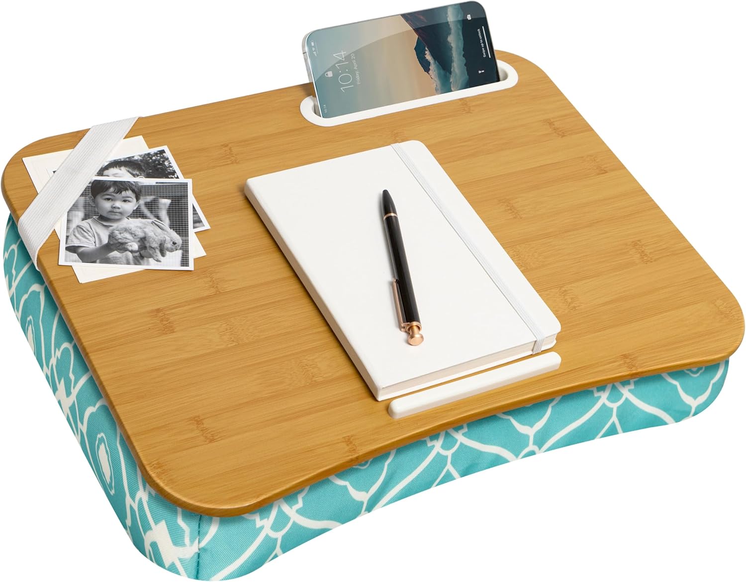 LAPGEAR Designer Lap Desk with Phone Holder and Device Ledge - Aqua Trellis - Fits up to 15.6 Inch Laptops - Style No. 45422 - Image 2