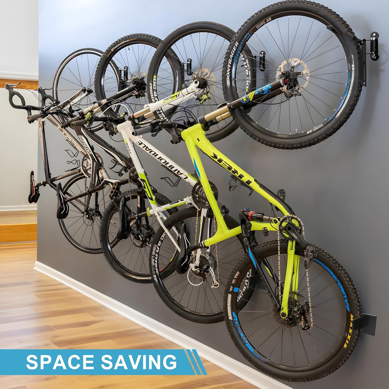 Lunies Swivel Bike Rack Wall Mount, Hanging Bike Hook for Garage, Space Saving Bike Hanger Holder with Rear Pad Stopper, Indoor Bike Organizer for MTB, Road, Mountain Bicycle, Hybrid Bikes(single) - Image 3