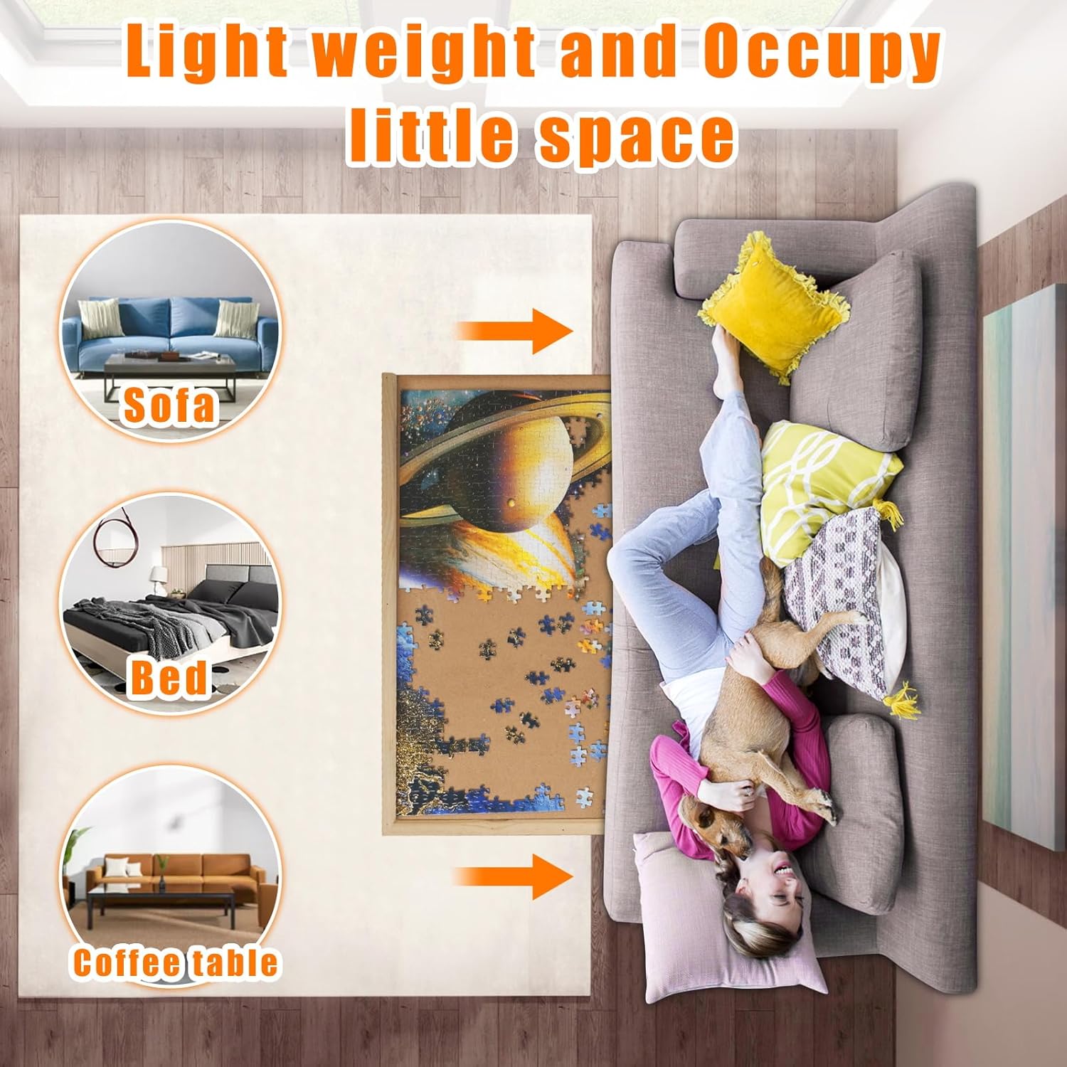 Nattork 1500 Piece Wooden Jigsaw Puzzle Board - 6 Drawers, Rotating Puzzle Table, Jigsaw Puzzle Table with Cover - Portable Puzzle Tables for Adults and Kids - Image 8