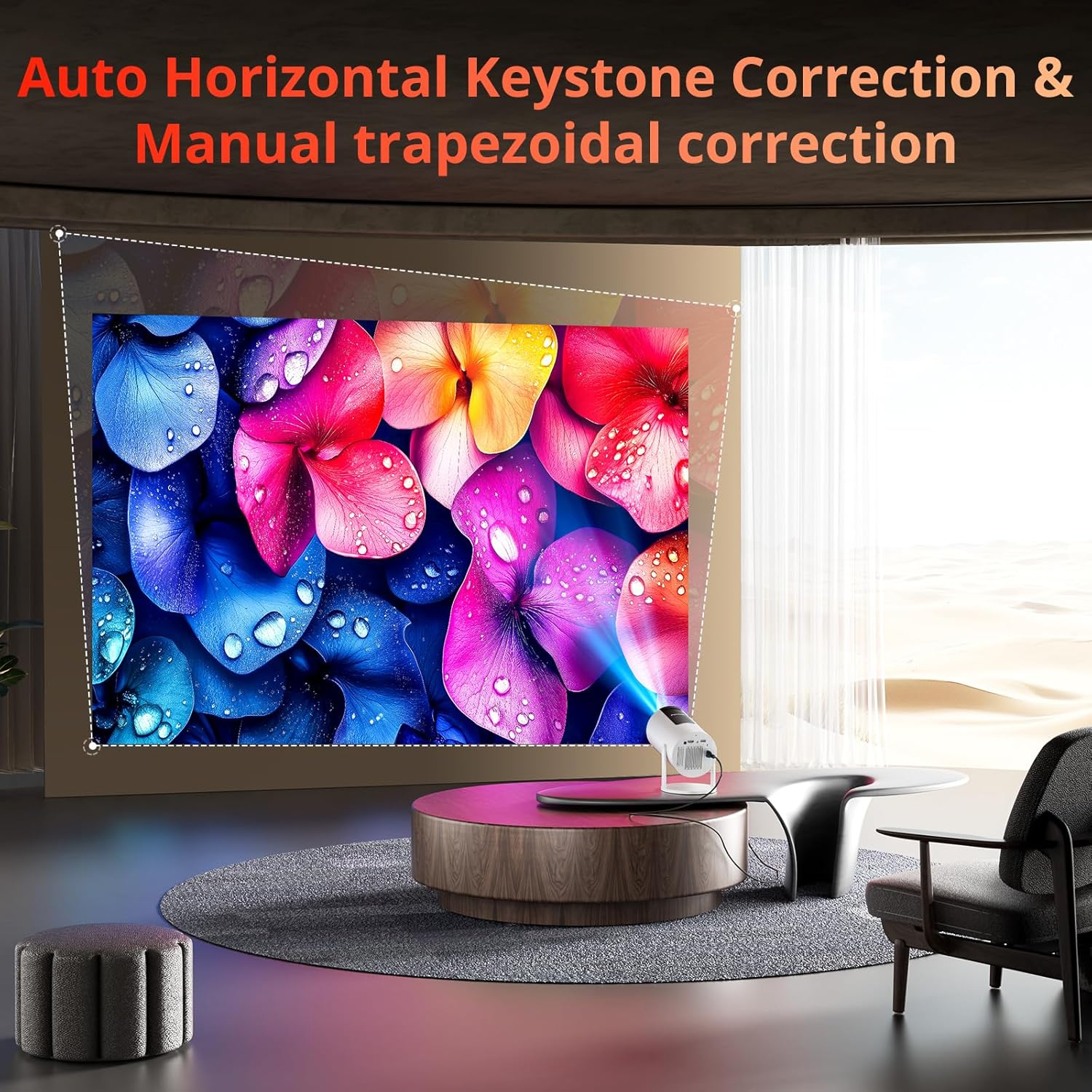 Auto Keystone Projector with WIFI and Bluetooth, Pericat 210° Rotatable Portable Projector, 18000L Native 1080P Home Theater, Outdoor Movie Projectors Compatible with TV Stick, Laptop, PC, Smartphone - Image 3
