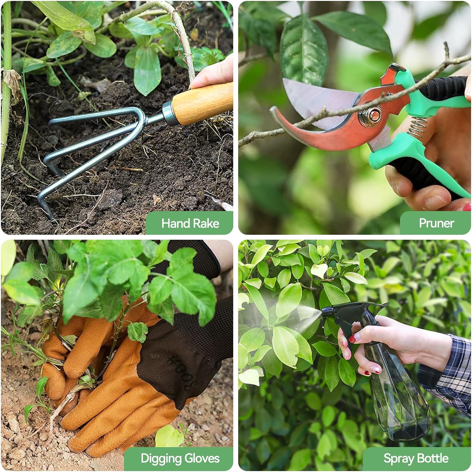 Gardening Tools 9-Piece Heavy Duty Gardening Hand Tools with Fashion and Durable Garden Tools Organizer Handbag,Rust-Proof Garden Tool Set, Ideal Gardening Gifts for Women - Image 7