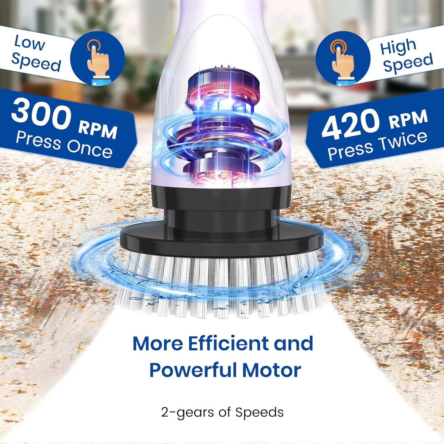 Electric Spin Scrubber, New Cordless Shower Cleaning Brush with Replaceable Brush Heads, Adjustable Speeds, and Adjustable Extension Handle for Bathroom Floor and Tile - Image 3