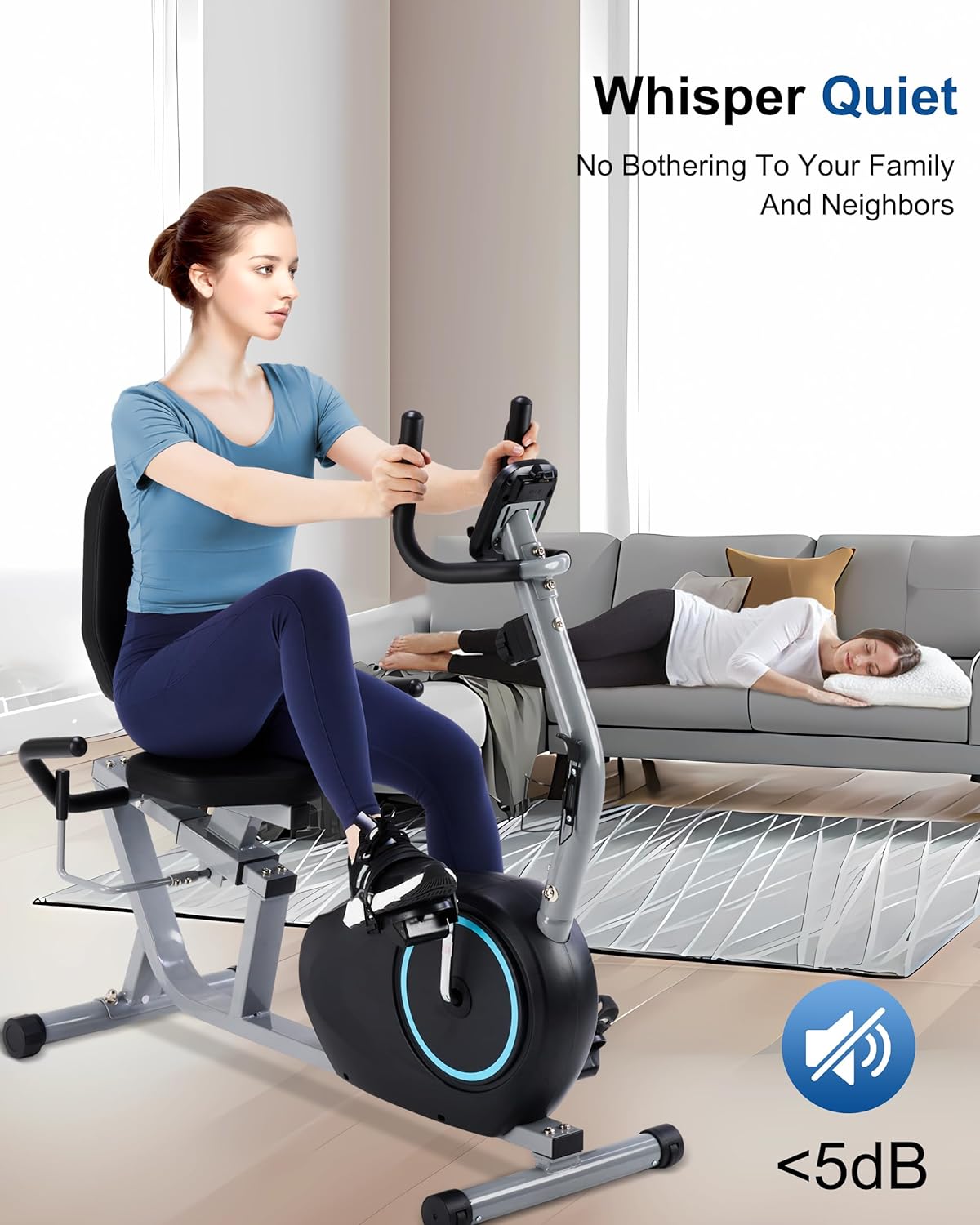 Recumbent Exercise Bike for Seniors - 400LB Weight Capacity Recumbent Bikes with Comfortable Seat, Pulse Sensor, 16-level Resistance, LCD Monitor - Image 5