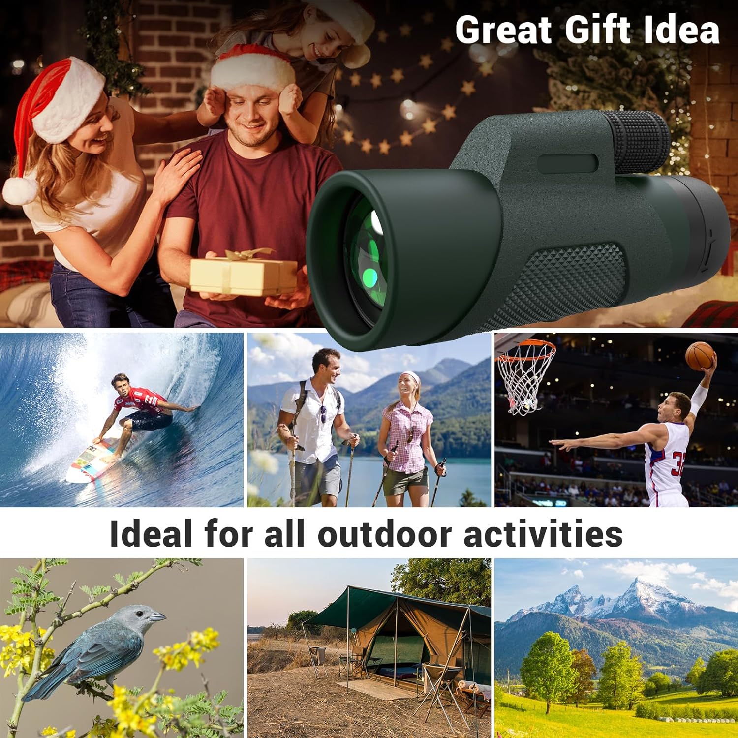 12x50 Monocular Telescope for Adults, High Powered Monoculars Compact Scope Portable Handheld Telescope with BAK-4 Prism FMC Lens for Bird Watching Hiking Camping Hunting Travel - Image 6