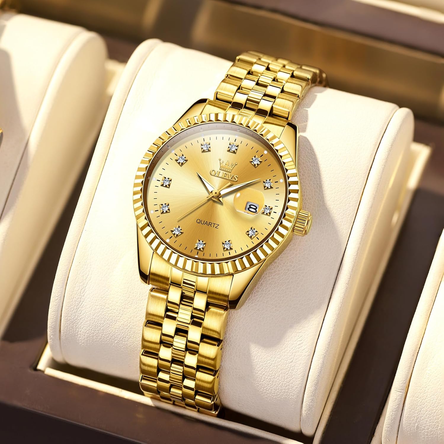OLEVS Women's Stainless Steel Watch, Small Face Vintage Gold Silver Two Tone Analog Womens Quartz Watch, Casual Waterproof Luminous Calendar Date Ladies Watches - Image 5