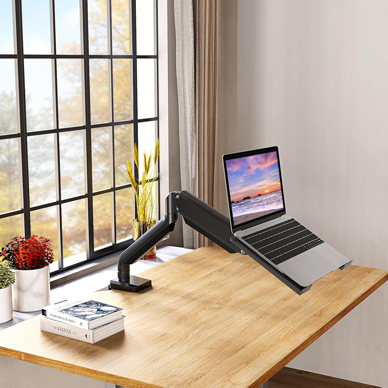 MOUNT PRO Laptop Stand Desk Mount, 2 in 1 Function Monitor Laptop Mount, Aluminum Laptop Arm Fits Max 17" Notebook and 32" Computer Screen, Single Monitor Mount with Laptop Tray, Holds up to 17.6lbs - Image 10