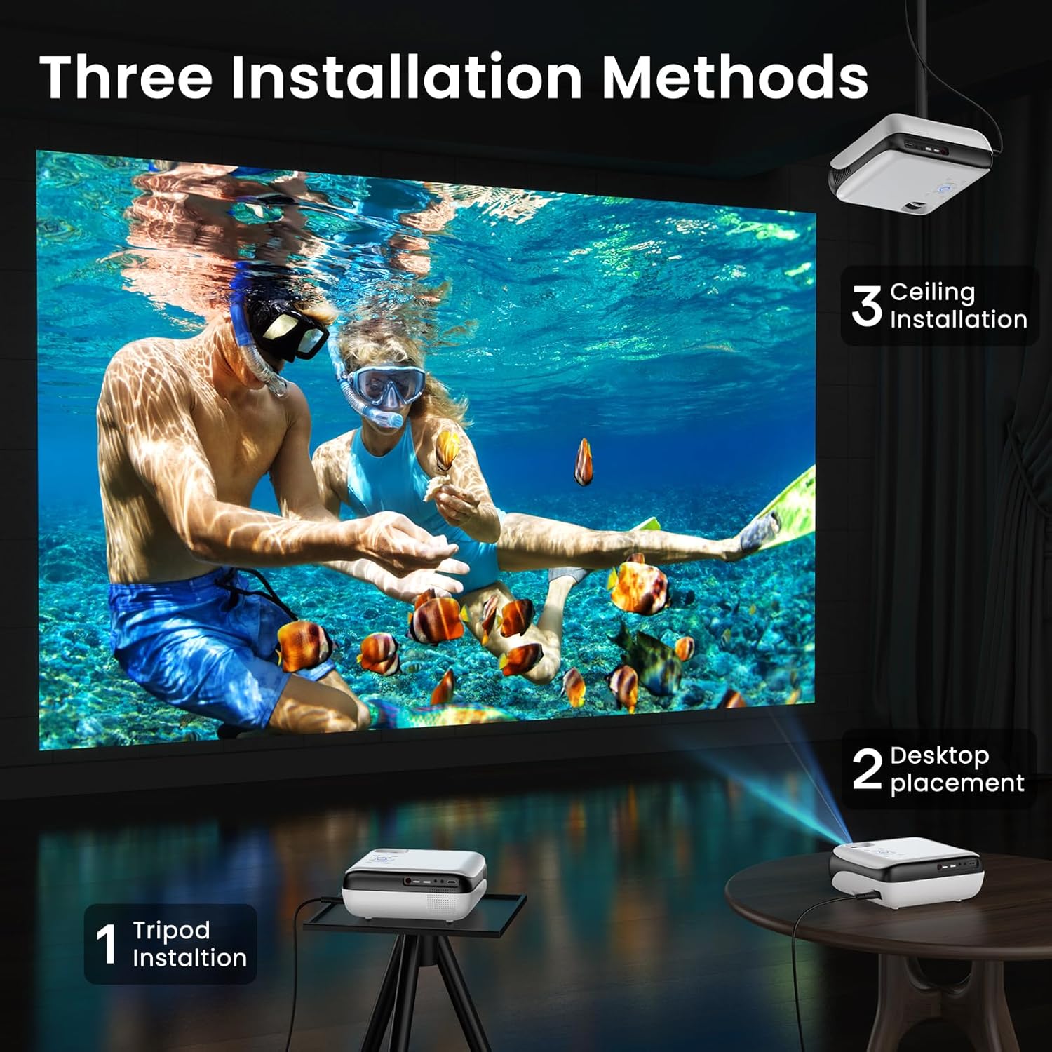 HAPPRUN Native 1080P Bluetooth Projector, Full HD Portable Outdoor Movie Projector with Built-in Speaker, Compatible with Smartphone, HDMI, USB, AV, Fire Stick, PS5 for Home, Bedroom, Outdoor Use - Image 10