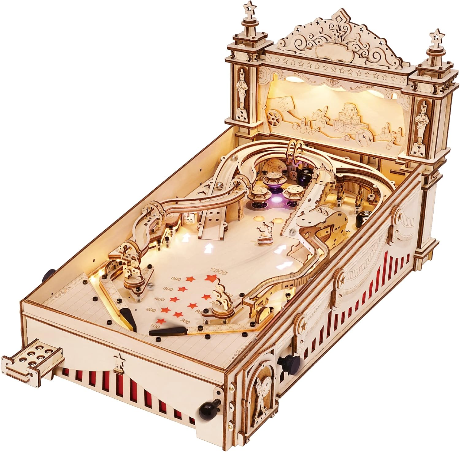 Rowood Wooden Puzzles 3D Pinball Machine Mechanical Model Wooden 3D Puzzles for Adults DIY Pinball Game Wooden Puzzle-Model Building Kits Christmas Birthday Gifts for Adult and 14+ Teens - Image 2