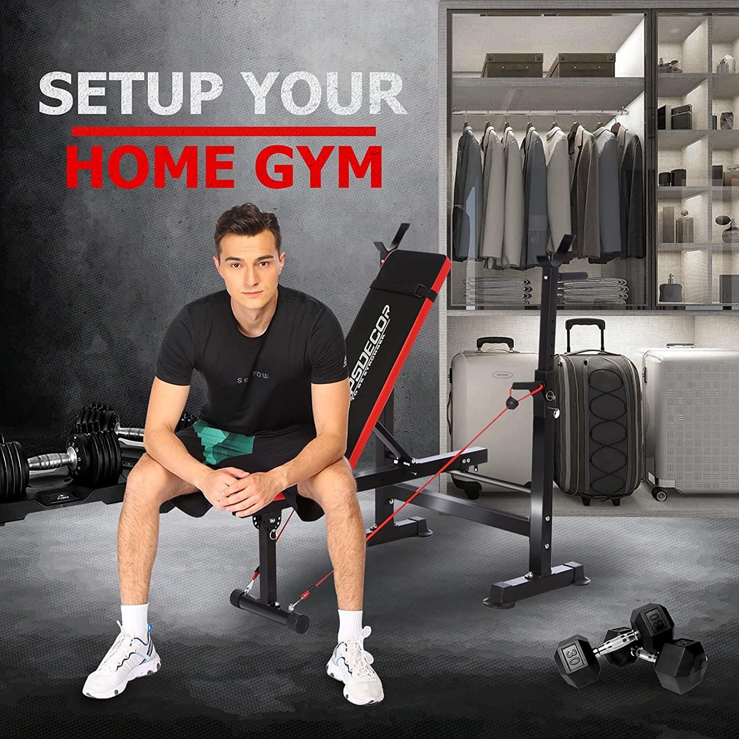 OPPSDECOR 6 in 1 660lbs Weight Bench Set with Squat Rack, Bench Press Set with Barbell Rack, Adjustable Incline Strength Training Workout Bench with Leg Developer Preacher Curl for Home Gym PXZXYX1 - Image 8