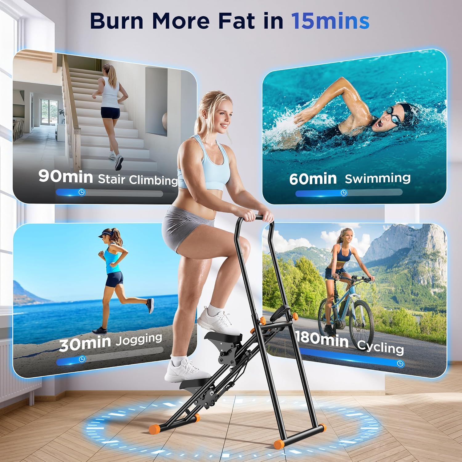 Niceday Stepper Machine for Home, Stair Climber with Extended 18IN Stride Length, Vertical Climber with Adjustable Handlebar & Pedals, Foldable Climber Workout Machine, 300LBS Loading Capacity - Image 4